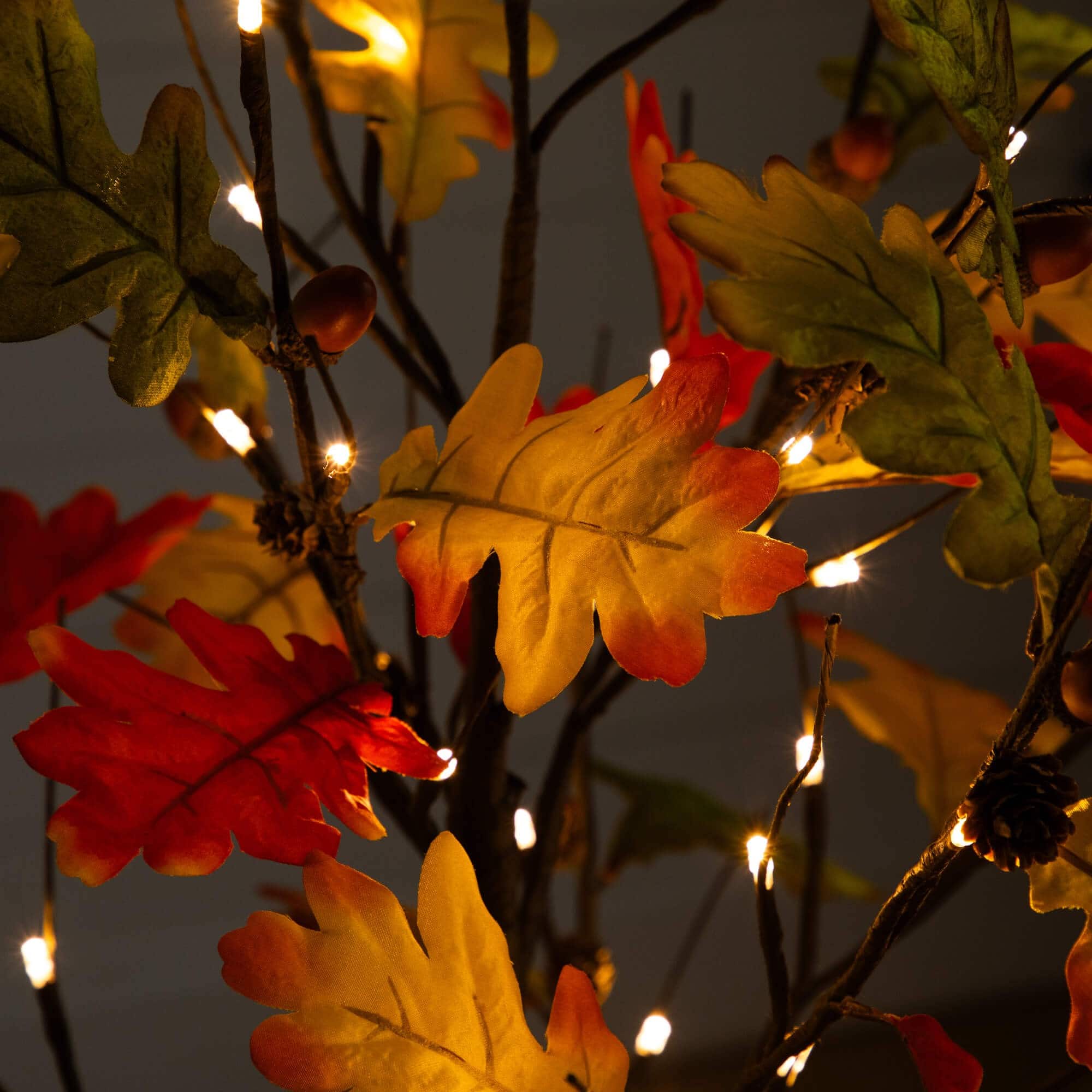 4ft. Pre-Lit Autumn Maple Artificial Fall Tree with Pinecones, Acorns and 60 Warm White LED Lights