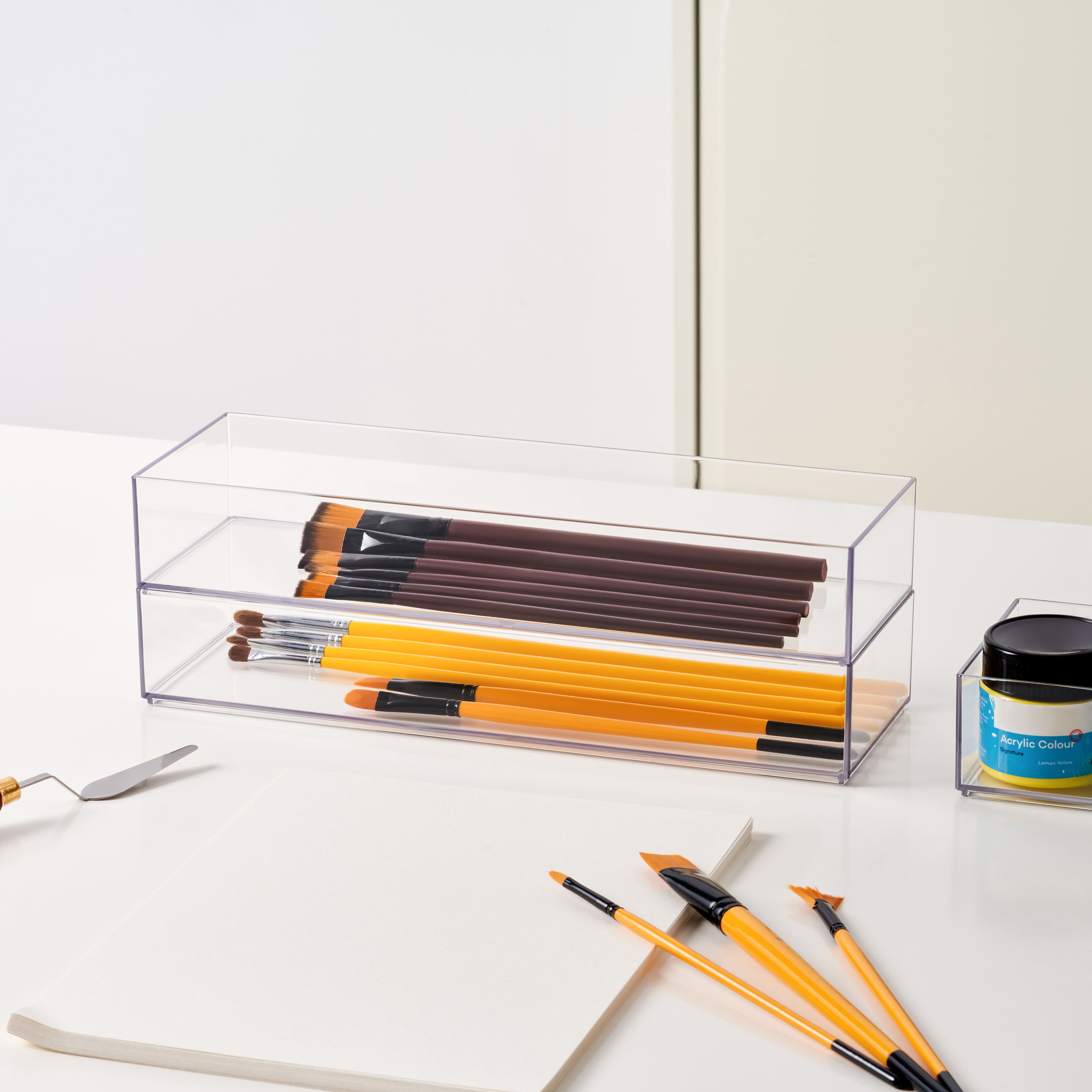 24 Pack: 12" x 4" Clear Stacking Storage Tray by Simply Tidy™