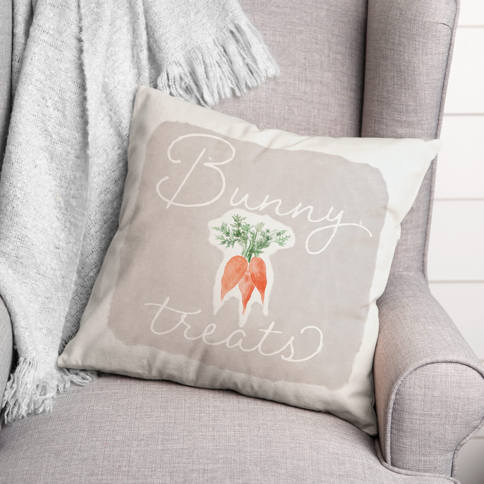 Bunny Treats Pillow 2 18" x 18" Throw Pillow