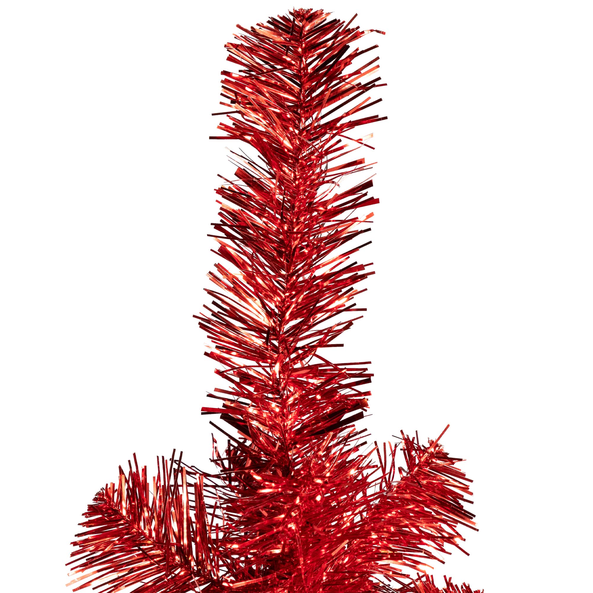 6ft. Unlit Red Artificial Tinsel Christmas Tree