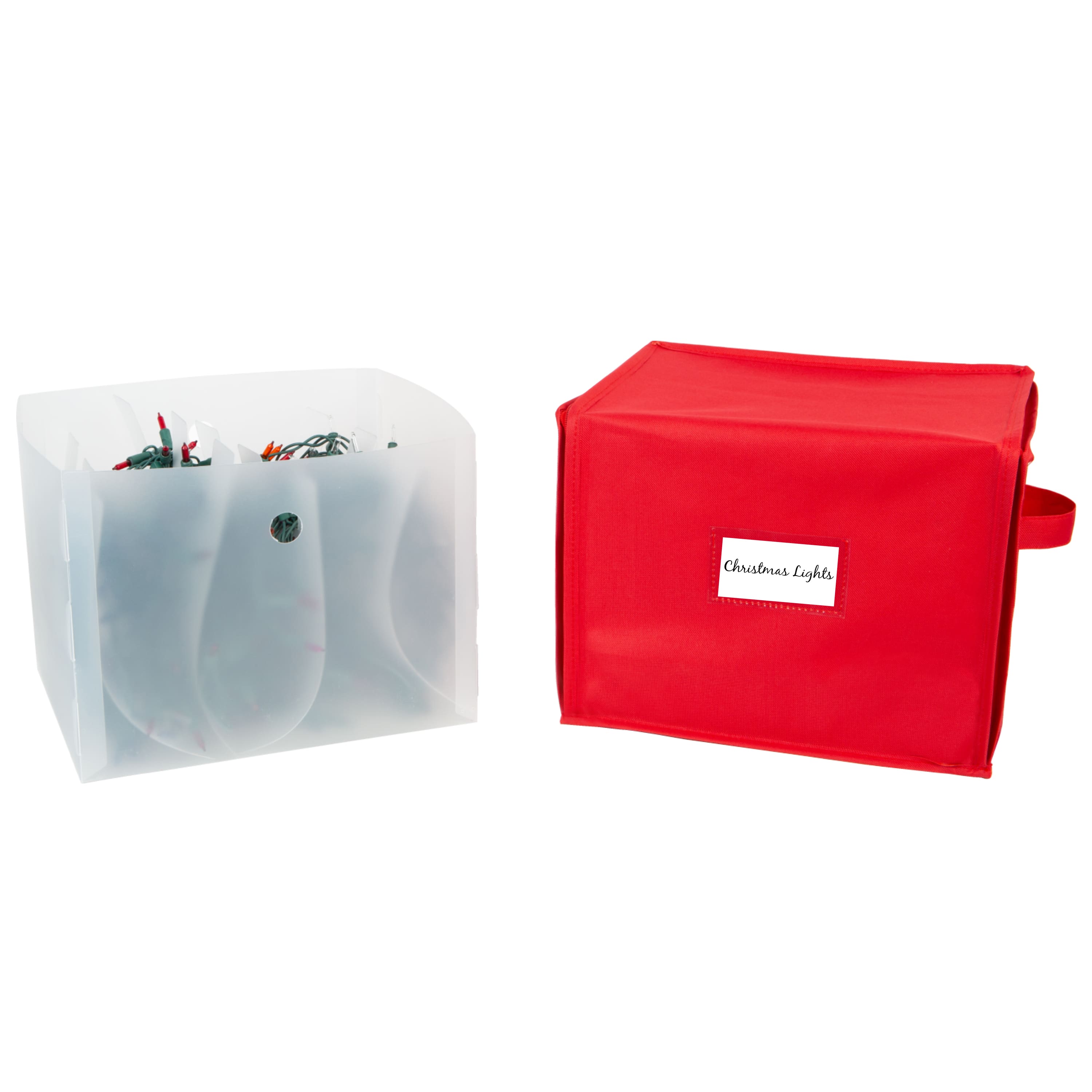 Simplify Red Stackable Christmas Tree Light Organizer Box