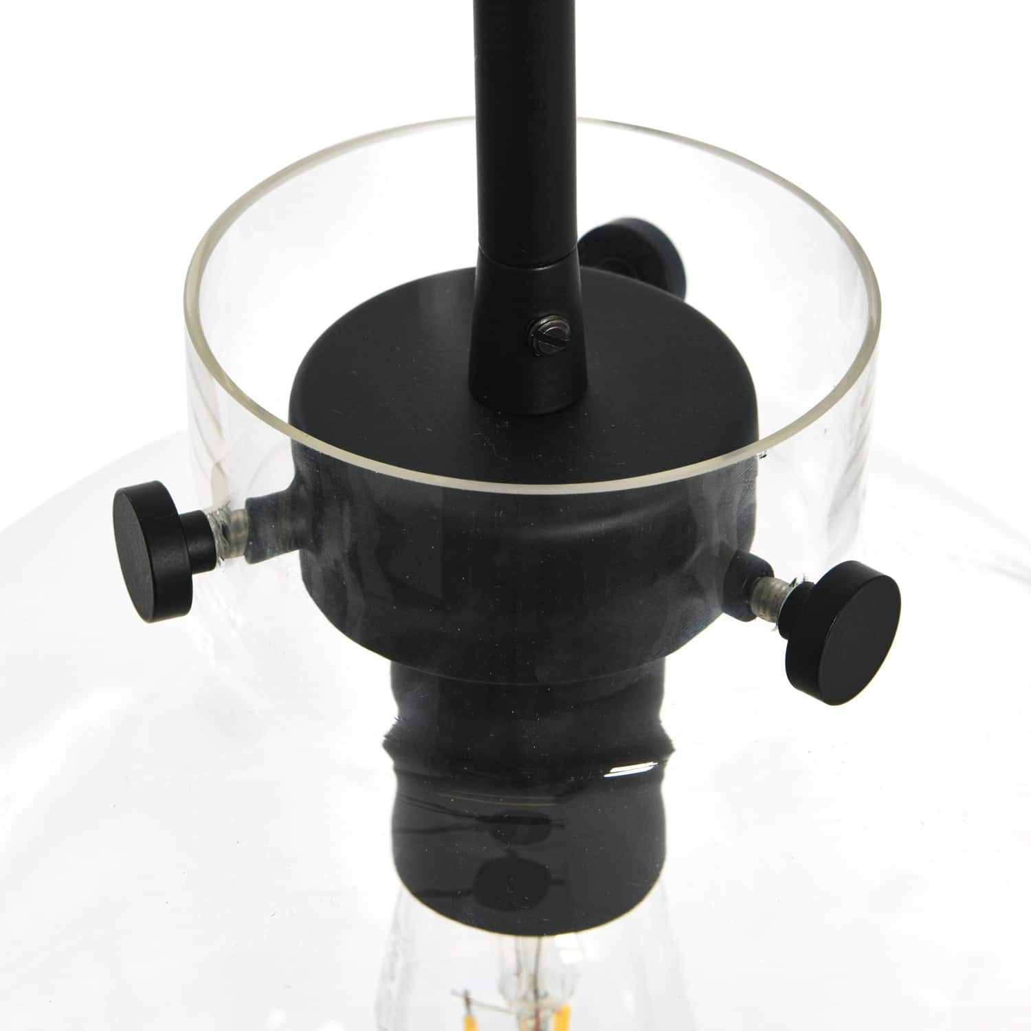 Hello Honey® Robert Stevenson Lighting Marson 15" Clear Glass & Matte Black Metal Ceiling Light