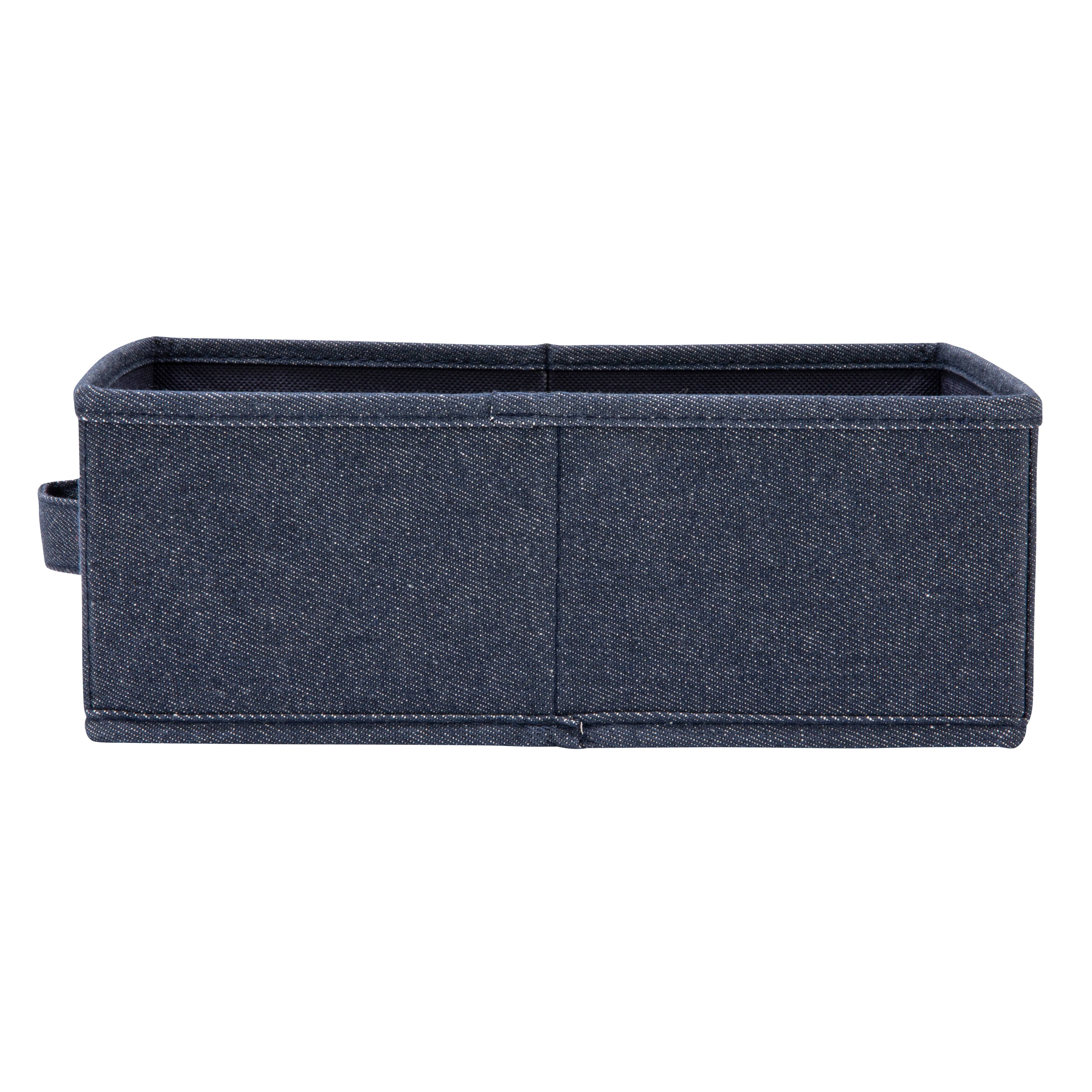 Household Essentials 11.5" Denim Blue Collapsible Cotton Blend Rectangular Storage Drawer, 2ct.