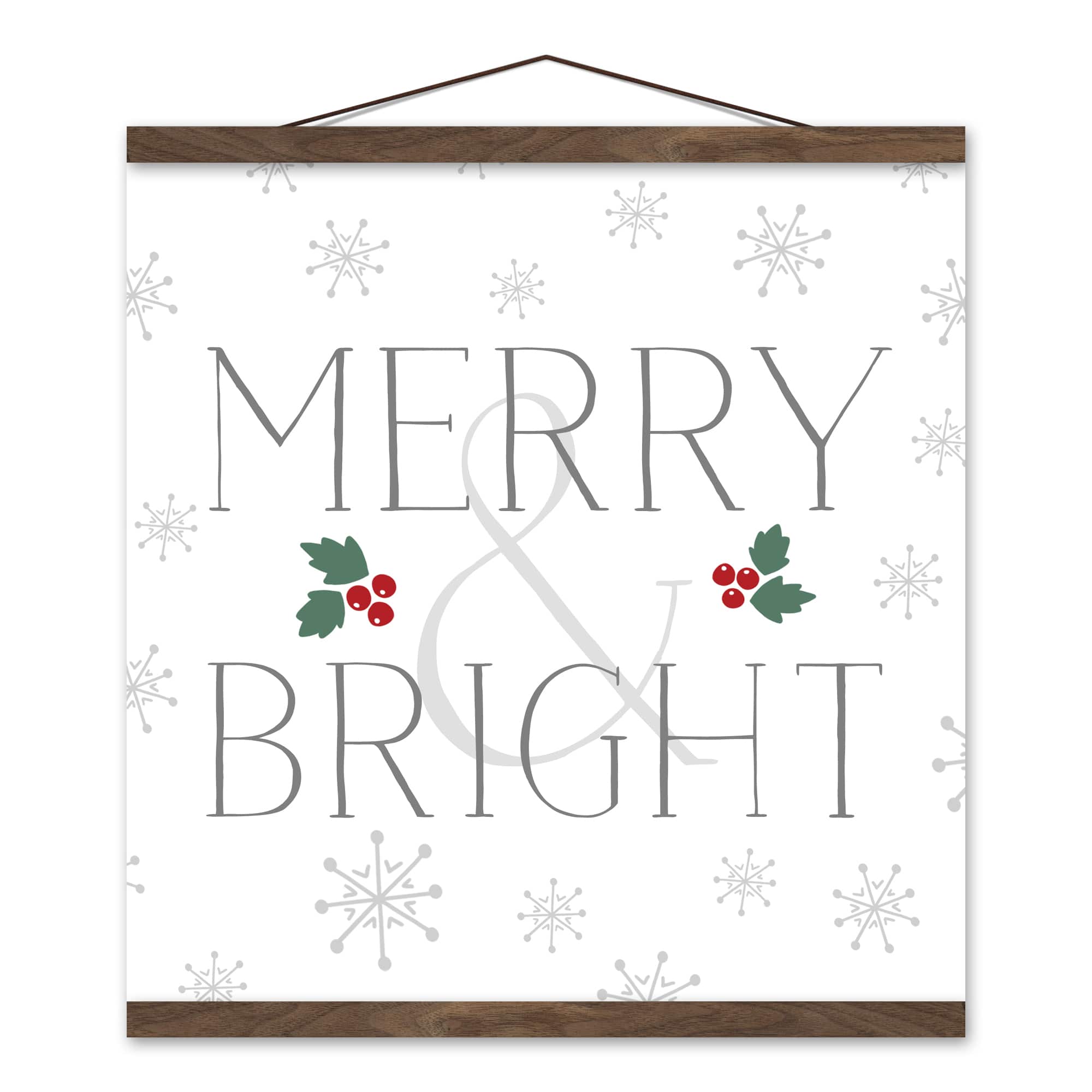 Merry and Bright 16x16 Teak Hanging Canvas