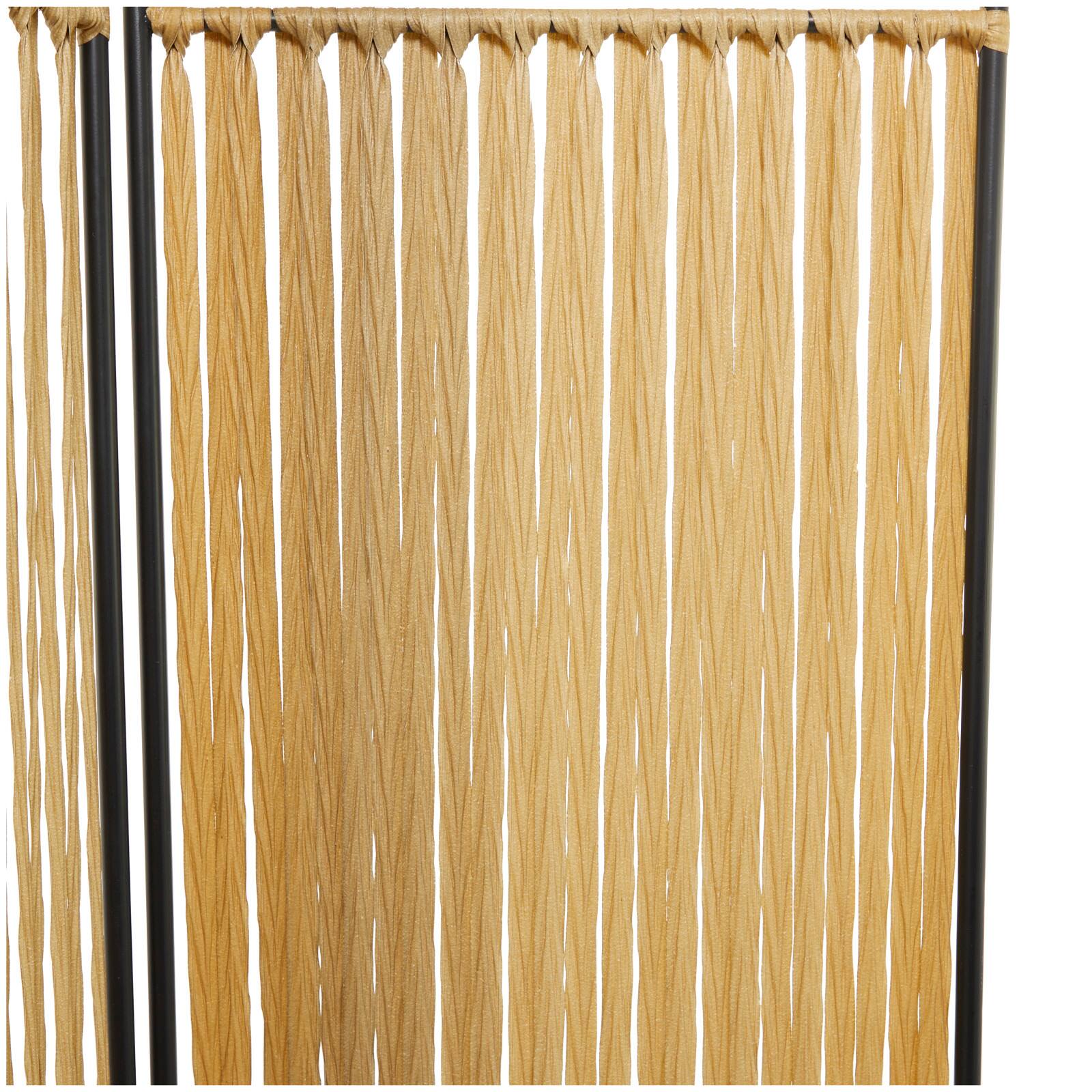 Light Brown Rattan Handmade Hinged Foldable Partition 4 Panel Room Divider Screen with Wrapped Seagrass Design 63" x 1" x 71"