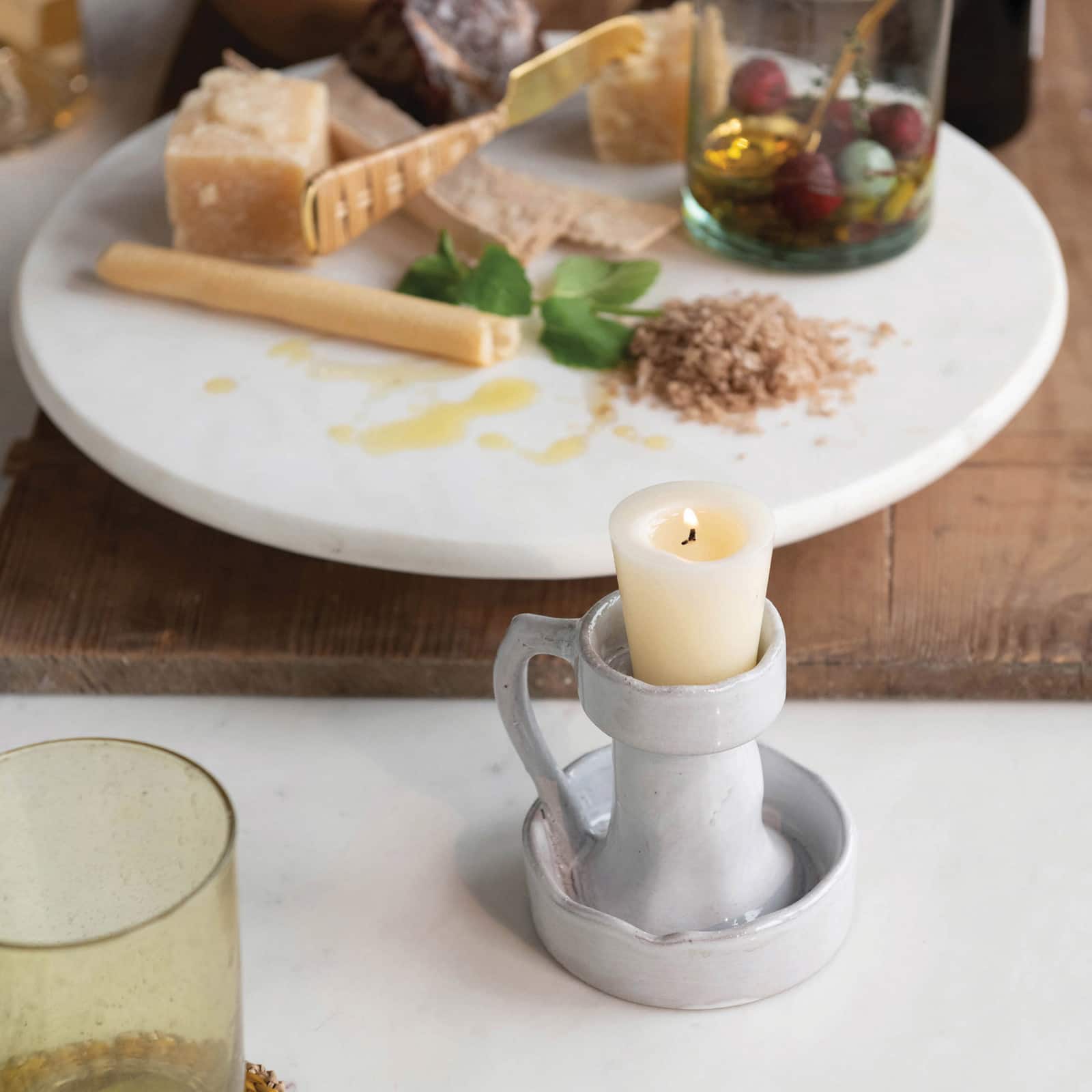 Hello Honey® 14" White Marble Lazy Susan
