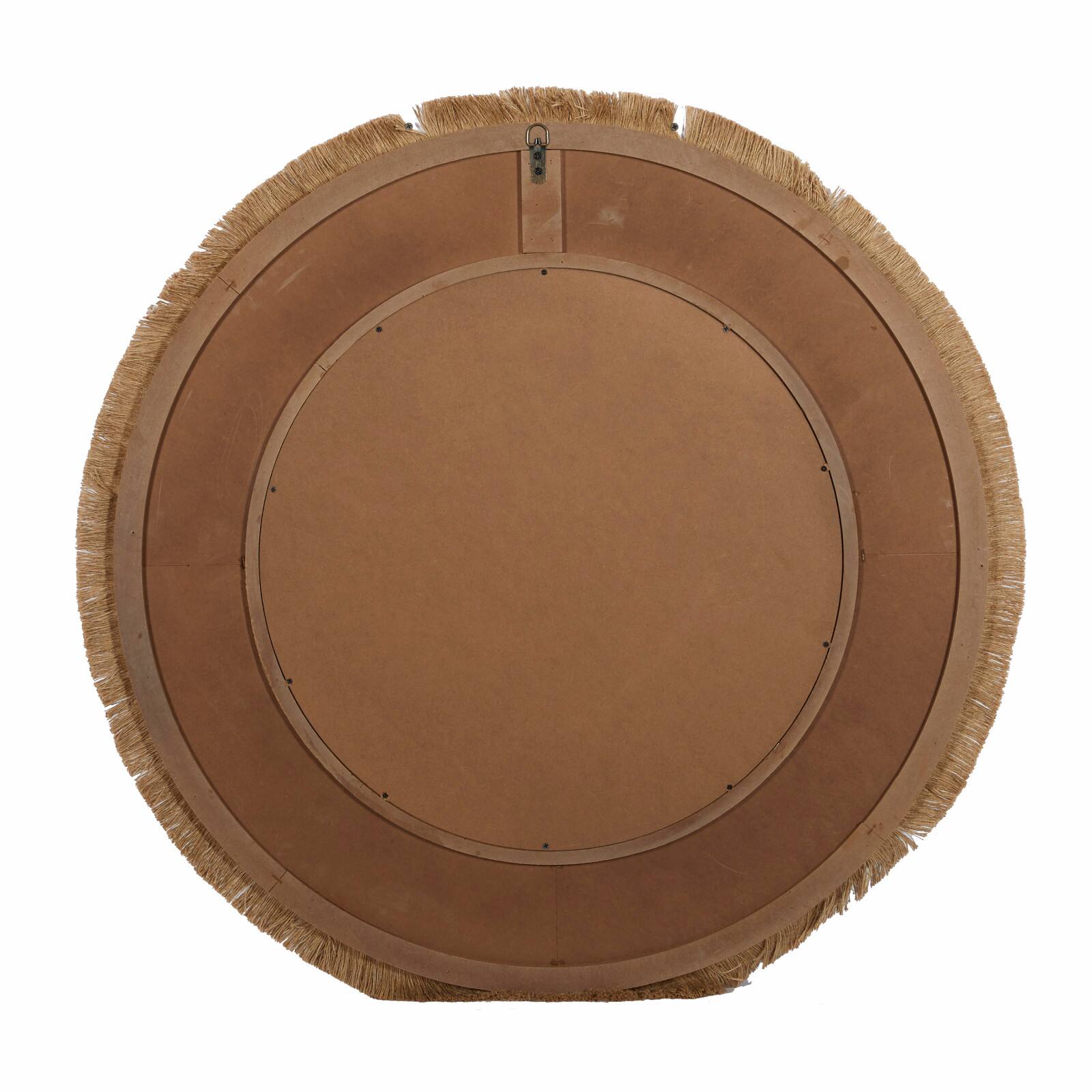Beige Boho Style Wood Wall Mirror