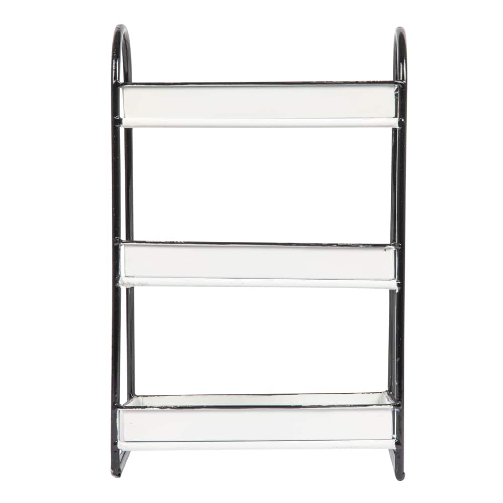 Hello Honey® 15.4" Distressed White 3-Tier Metal Tray with Black Frame