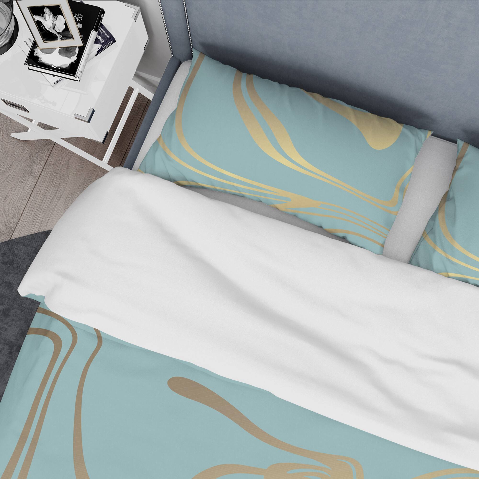 Designart 'Golden Marble Design I' Mid-Century Duvet Cover Set