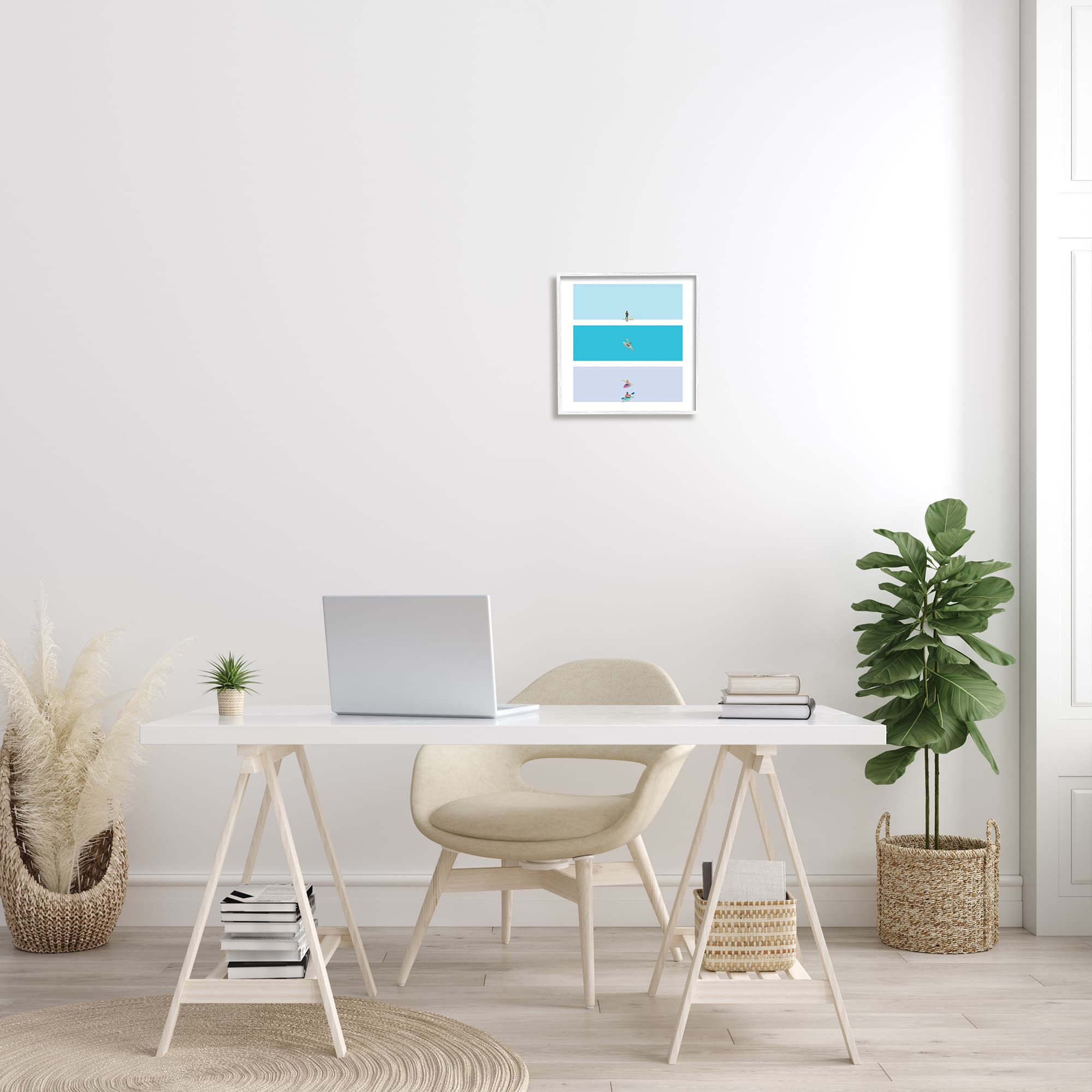 Stupell Industries Modern Paddle Boarding and Kayaks Athletes Summer Sports in Frame Wall Art