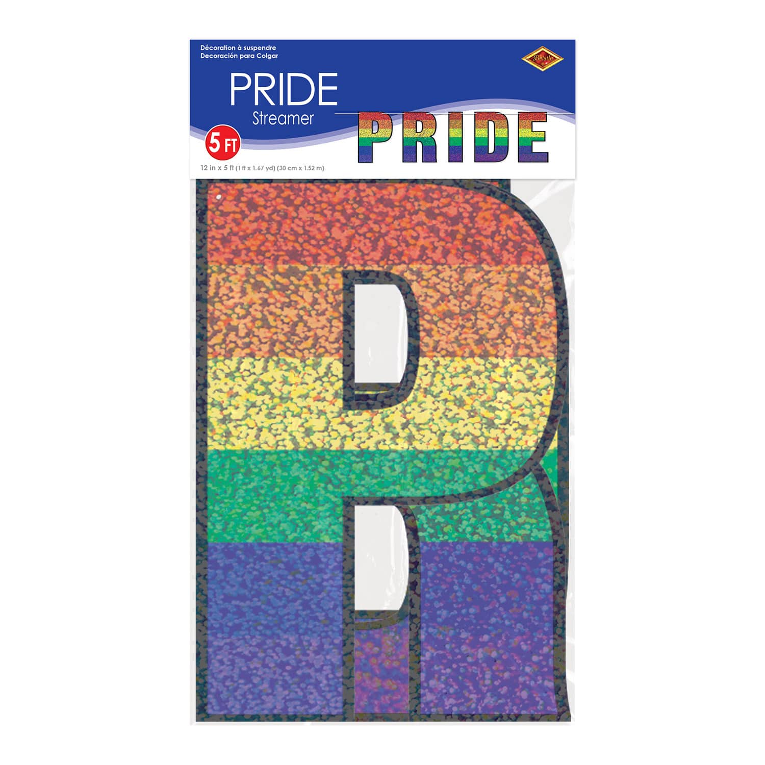 Beistle 5ft. Pride Rainbow Glittered Streamer