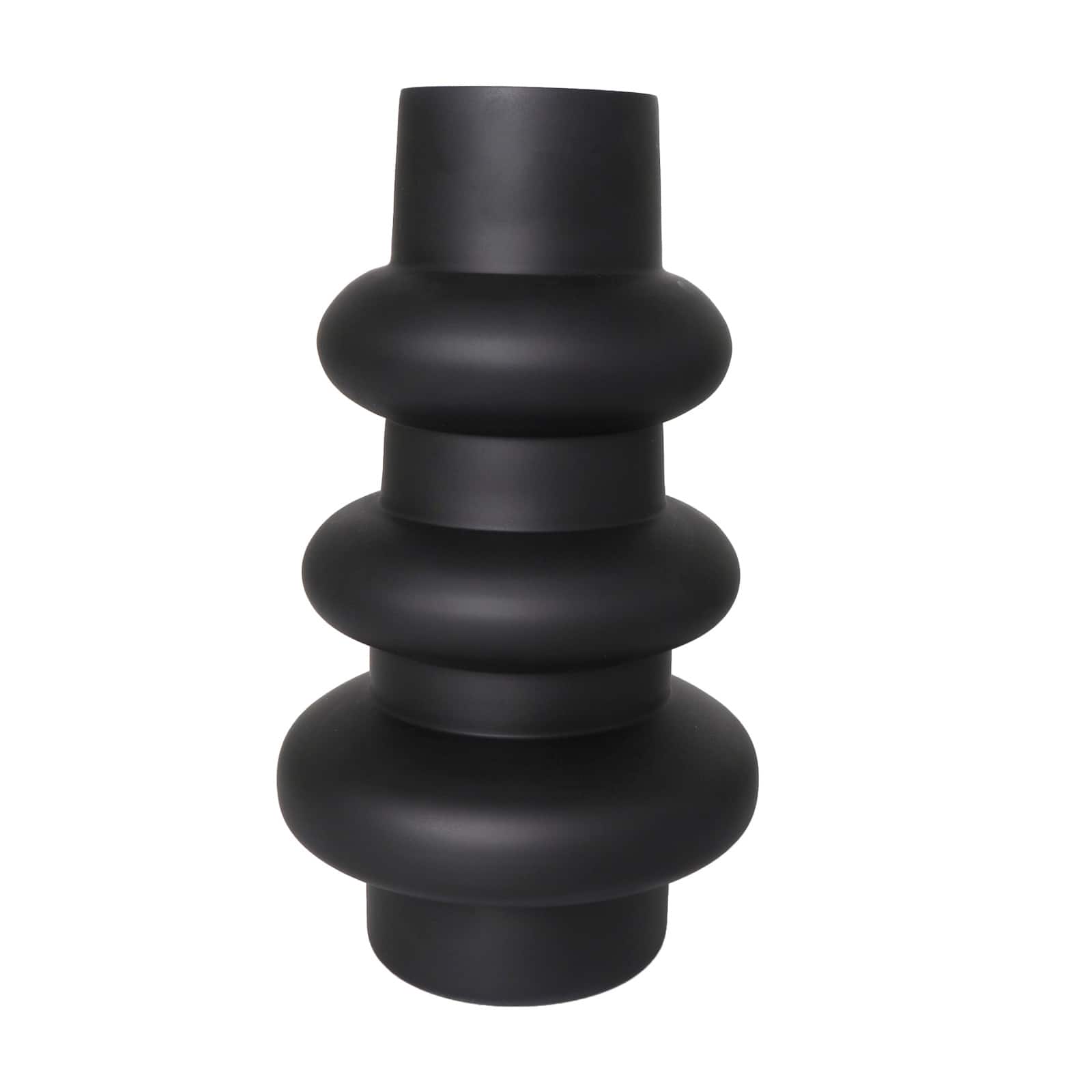 Black Bubble Ribbed Glass Vase Set