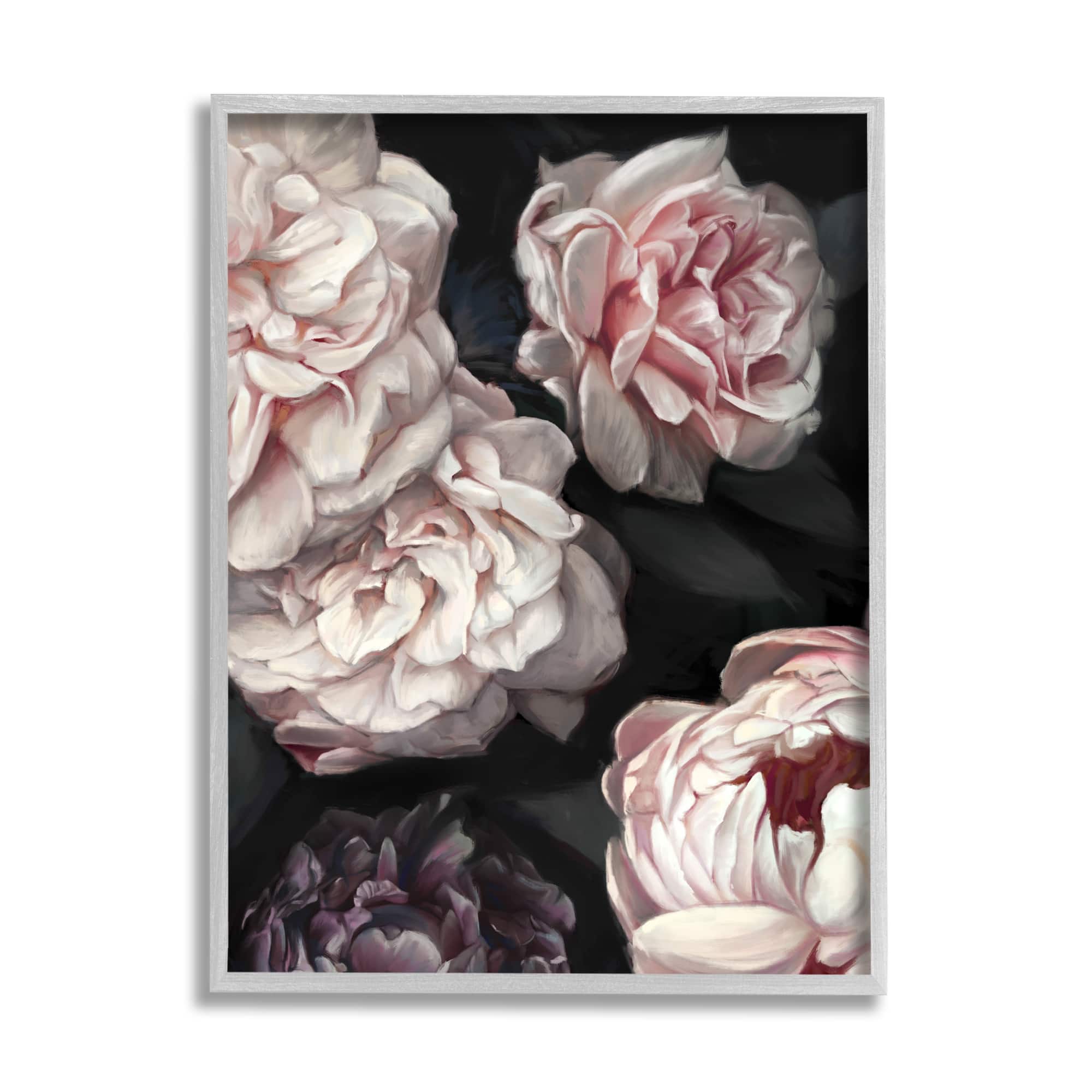 Stupell Industries Clustered Pink and White Florals Elegant Flowers in Gray Frame Wall Art