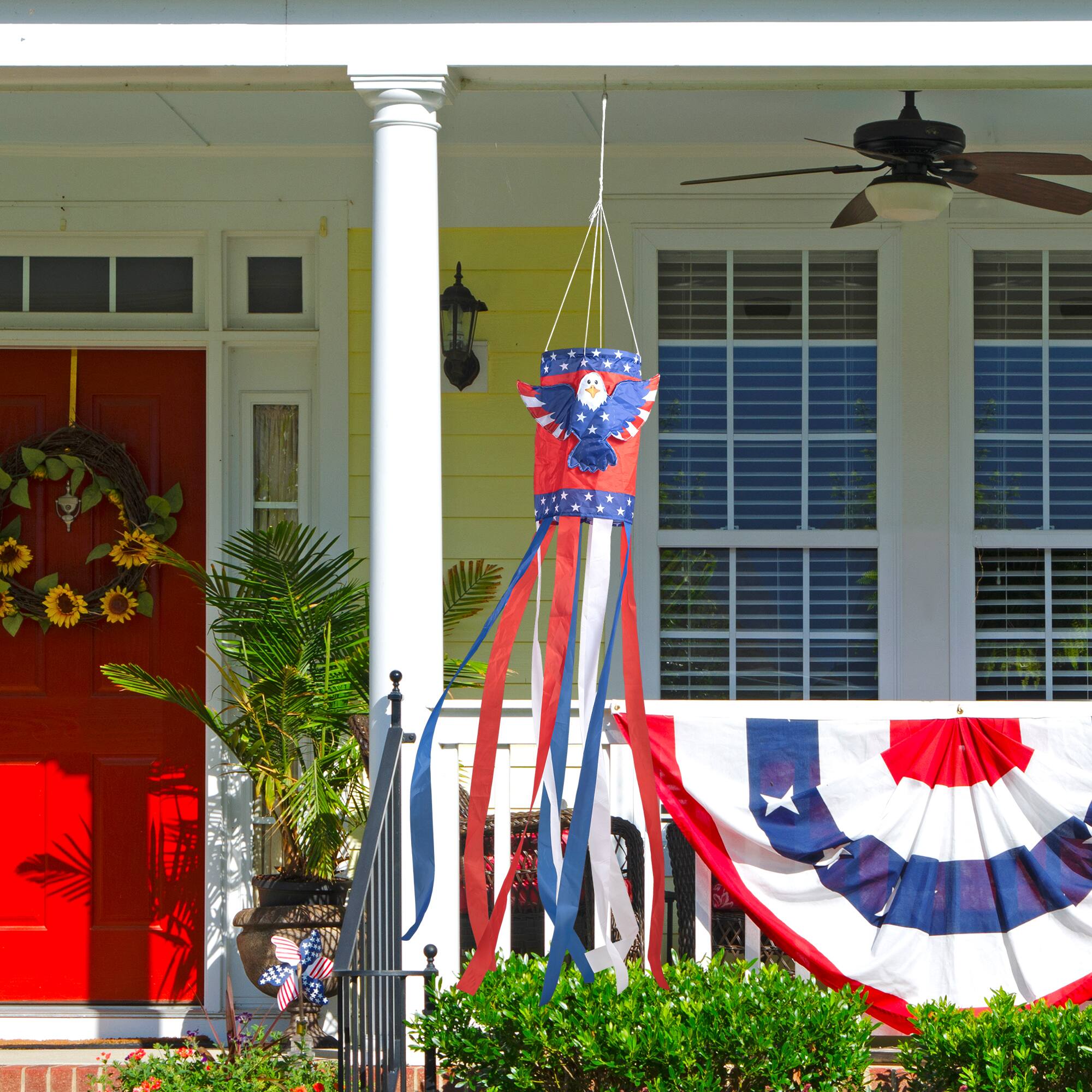 Glitzhome® 60" Patriotic Eagle Windsock