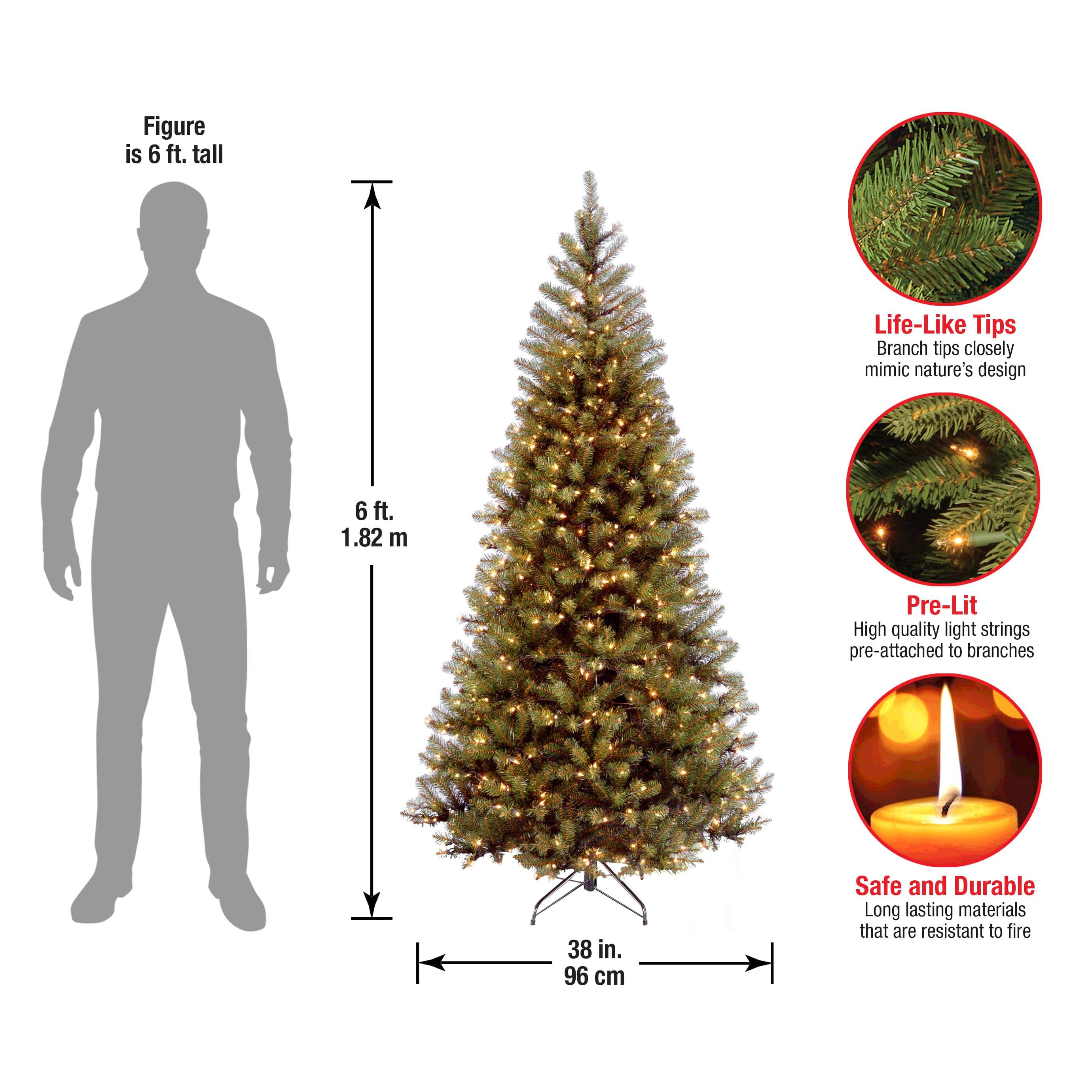 6 ft. Pre-Lit Aspen Spruce Slim Artificial Christmas Tree, Clear Lights