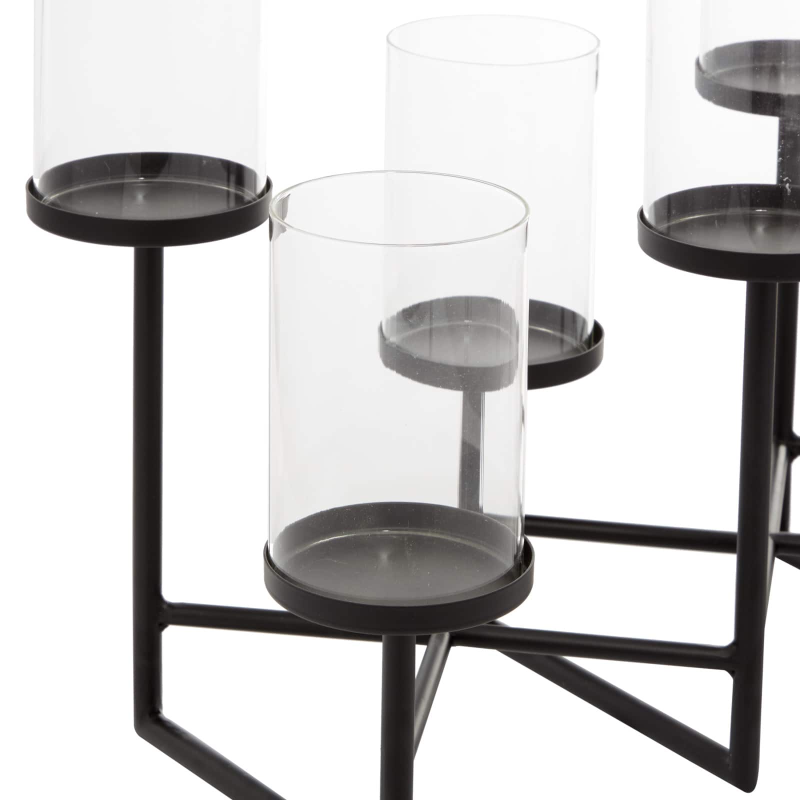 Black Metal Modern Candelabra, 15" x 26" x 12"