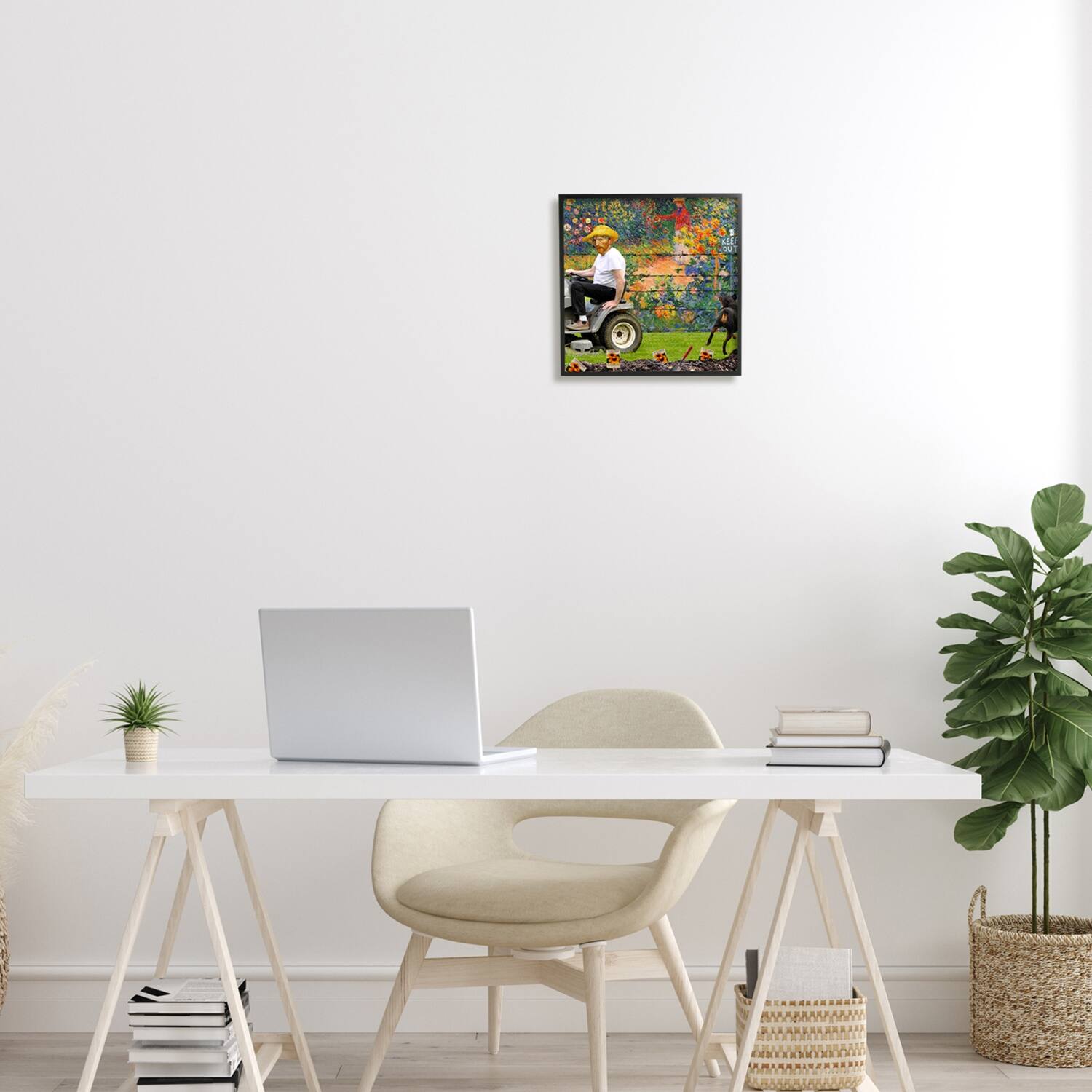 Stupell Industries Van Gogh Gardening Flowers Farmer Dog Collage Framed Giclee Art