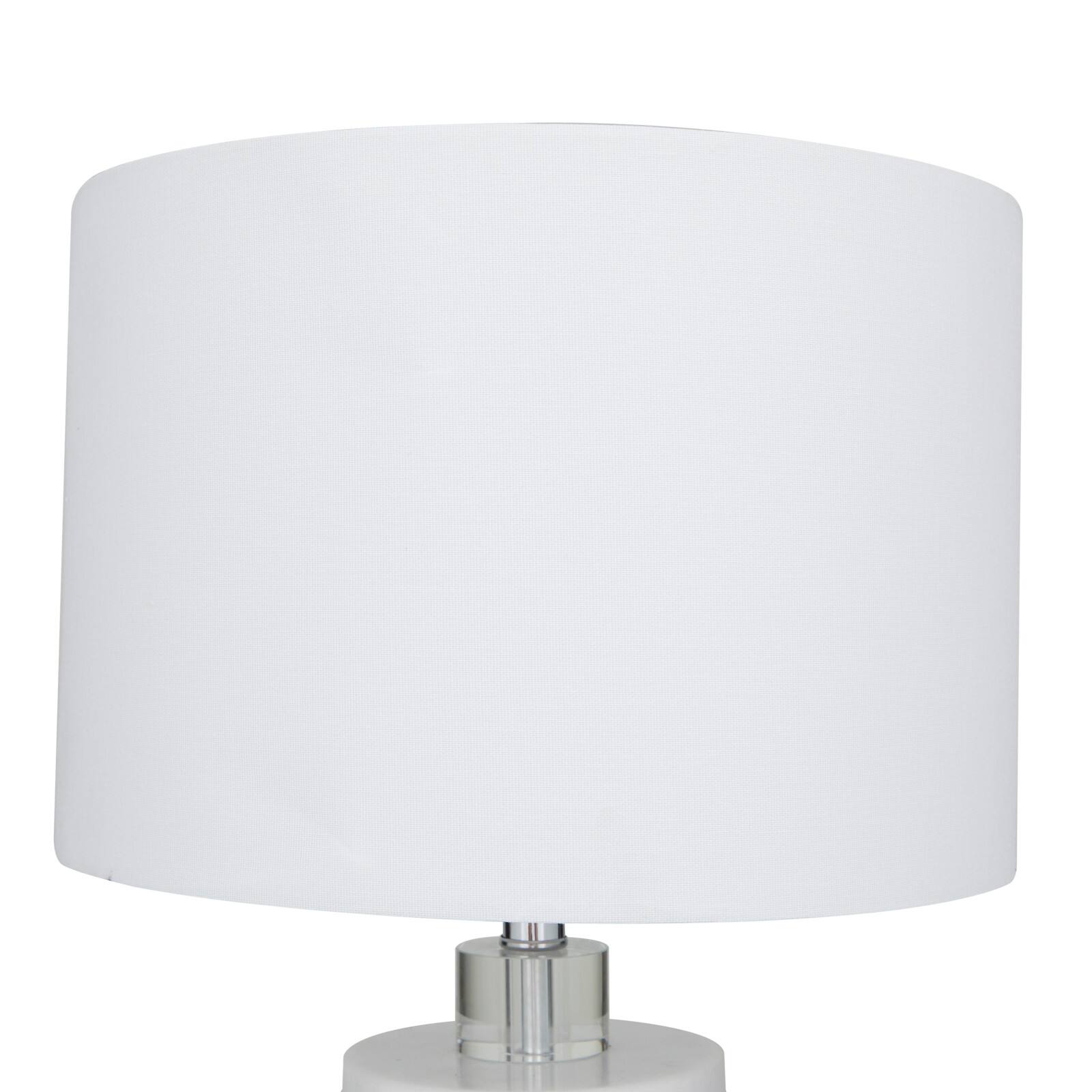 White Marble Thick Stand Table Lamp with Drum Shade 15" x 15" x 26"