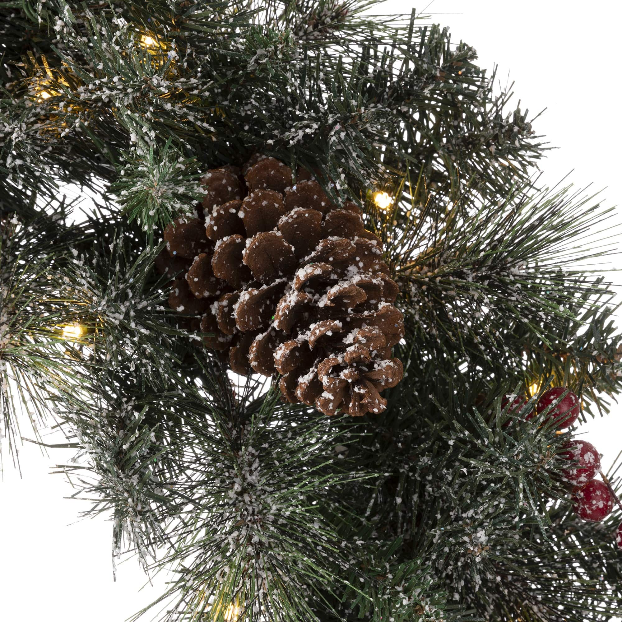 Glitzhome® 24" LED Glittered Pinecone Christmas Wreath