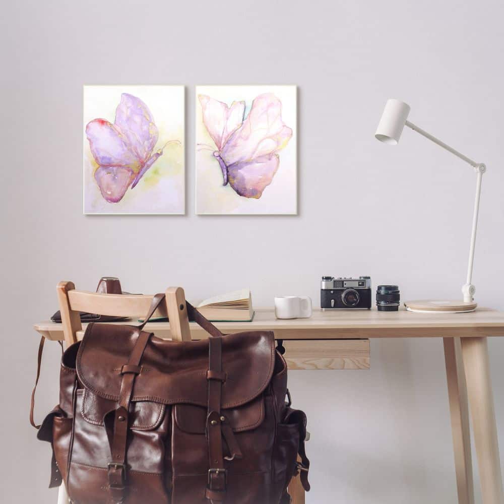 Stupell Industries Girls Glam Butterfly Wings Purple Gold Watercolor Canvas Wall Art