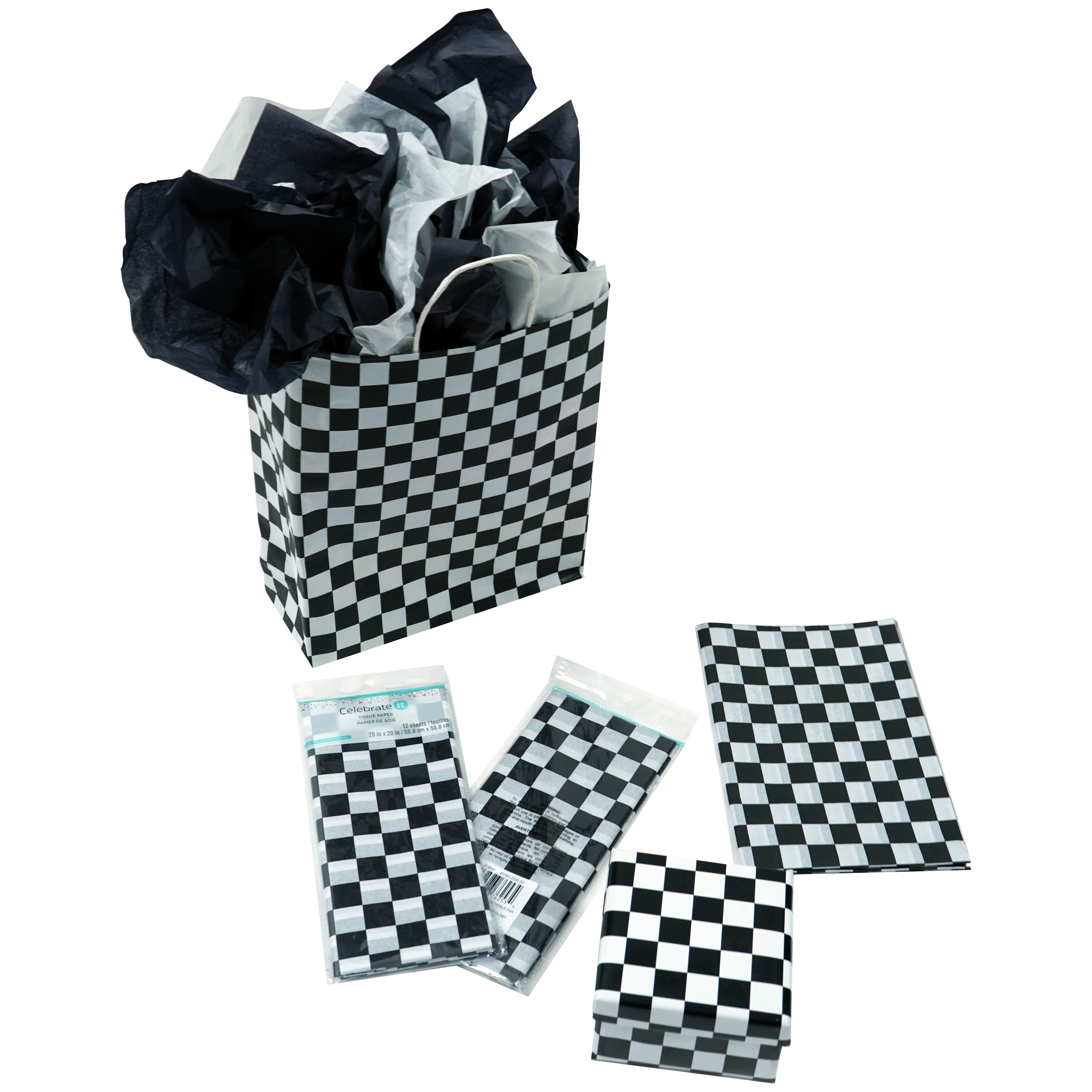 Black & White Checker Tissue Paper Sheets, 12ct. by Celebrate It™