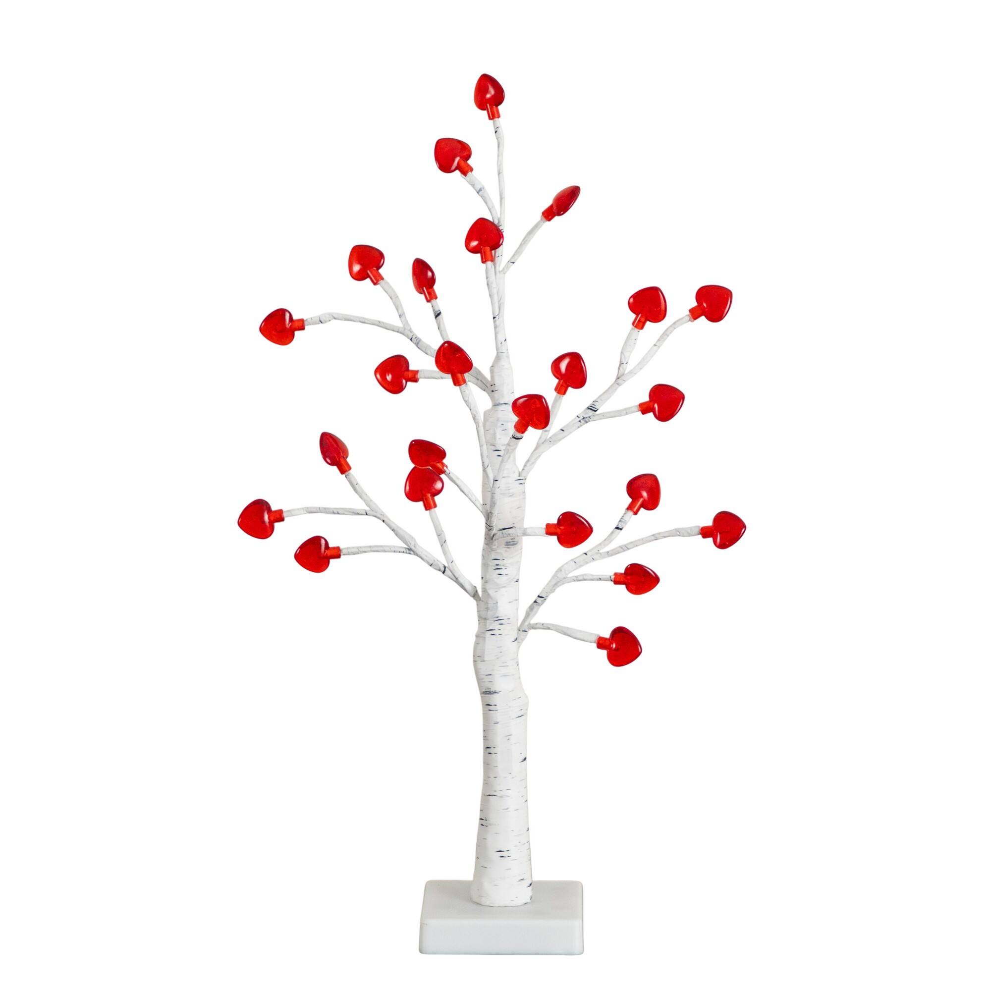 2ft. Pre-Lit Artificial Valentine's Day Twig Tree with 24 Red Heart-Shaped LED Lights