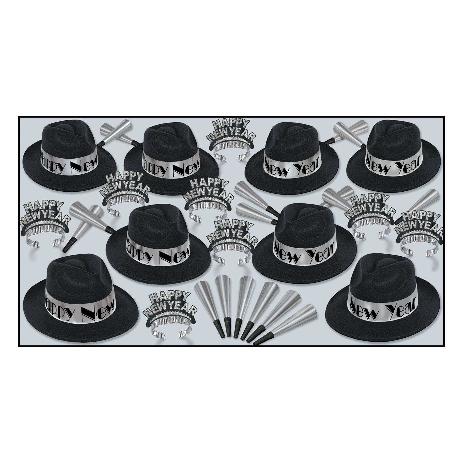 Beistle Black & Silver New Year Swing Party Favor Kit for 50