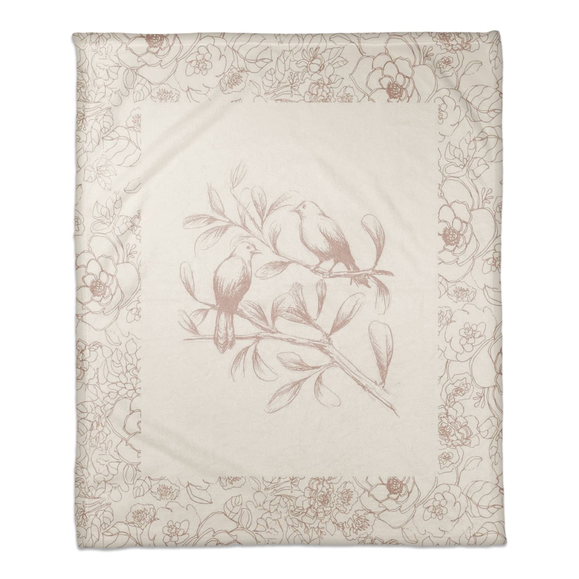 Floral Bird Perch Fleece Blanket