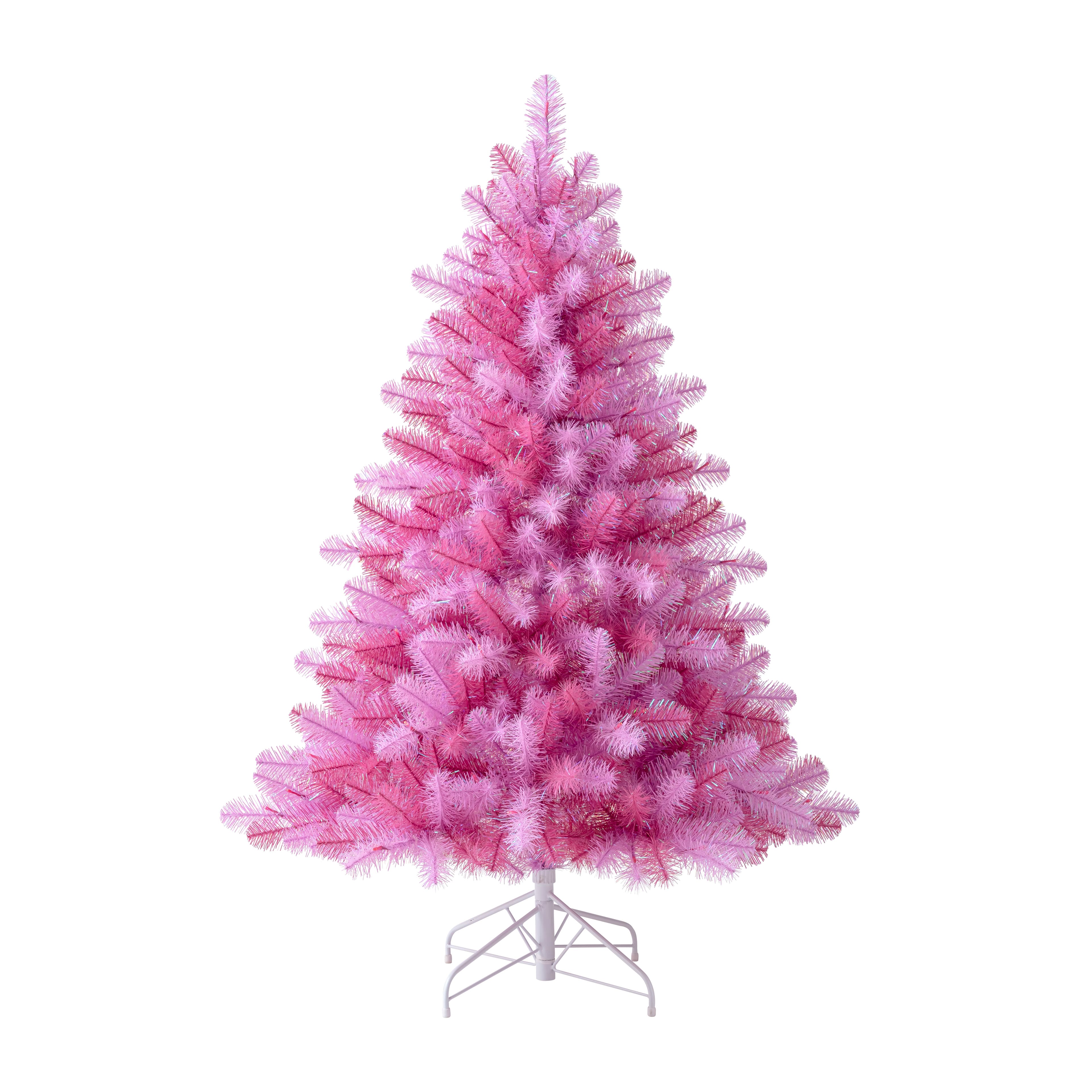 5ft. Pre-Lit Parker Pine Pink Artificial Christmas Tree, Warm