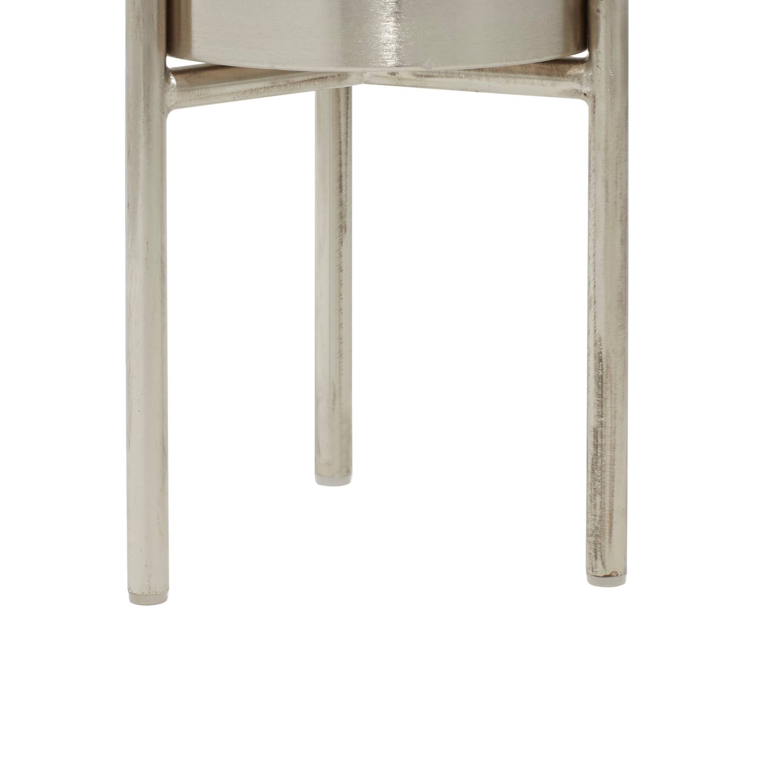 Silver Metal Contemporary Planter Set