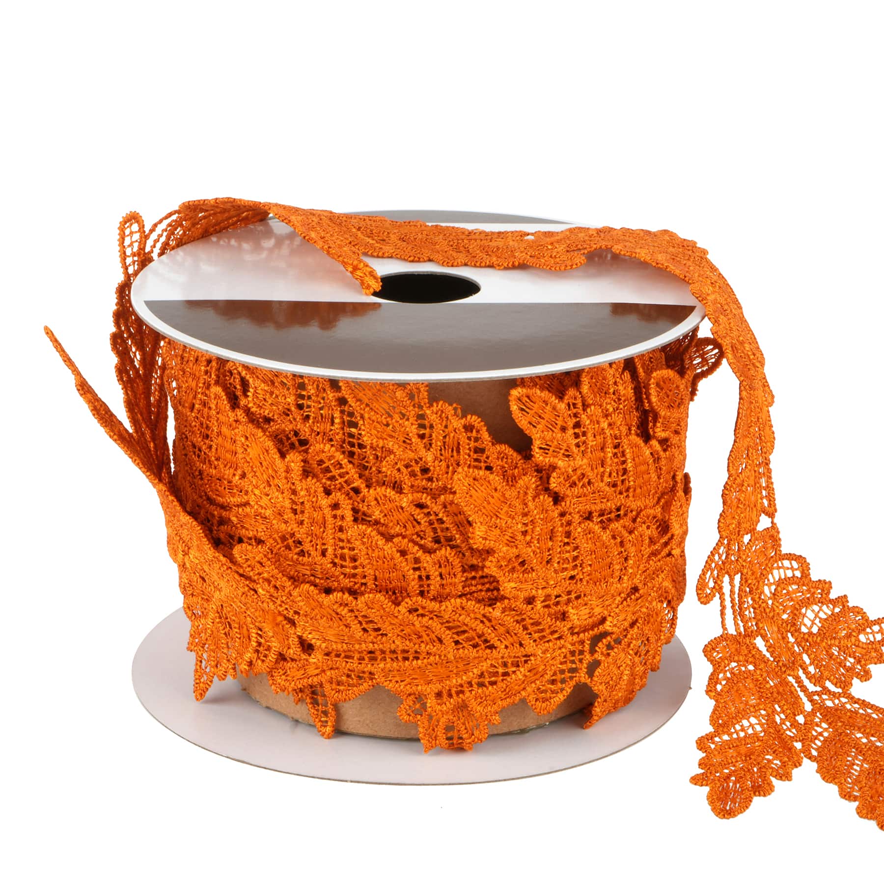 2.67" x 3yd. Orange Leaf Lace Ribbon by Celebrate It®