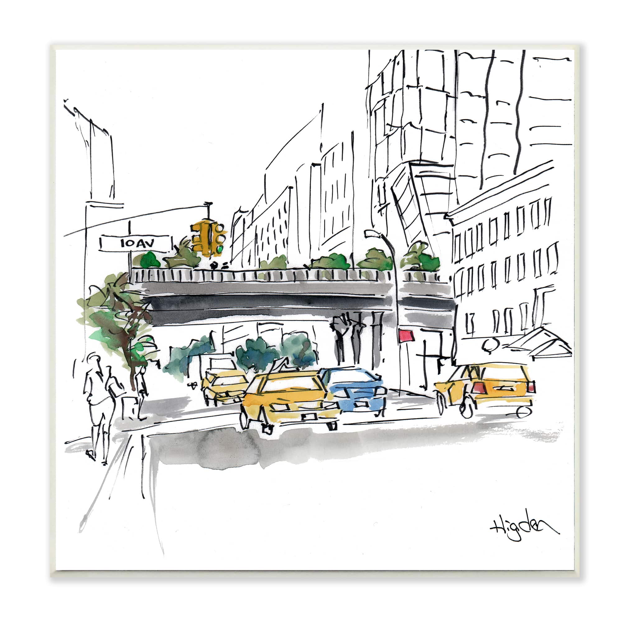 Stupell Industries City Taxi Underpass Urban Architecture Watercolor, 12" x 12"