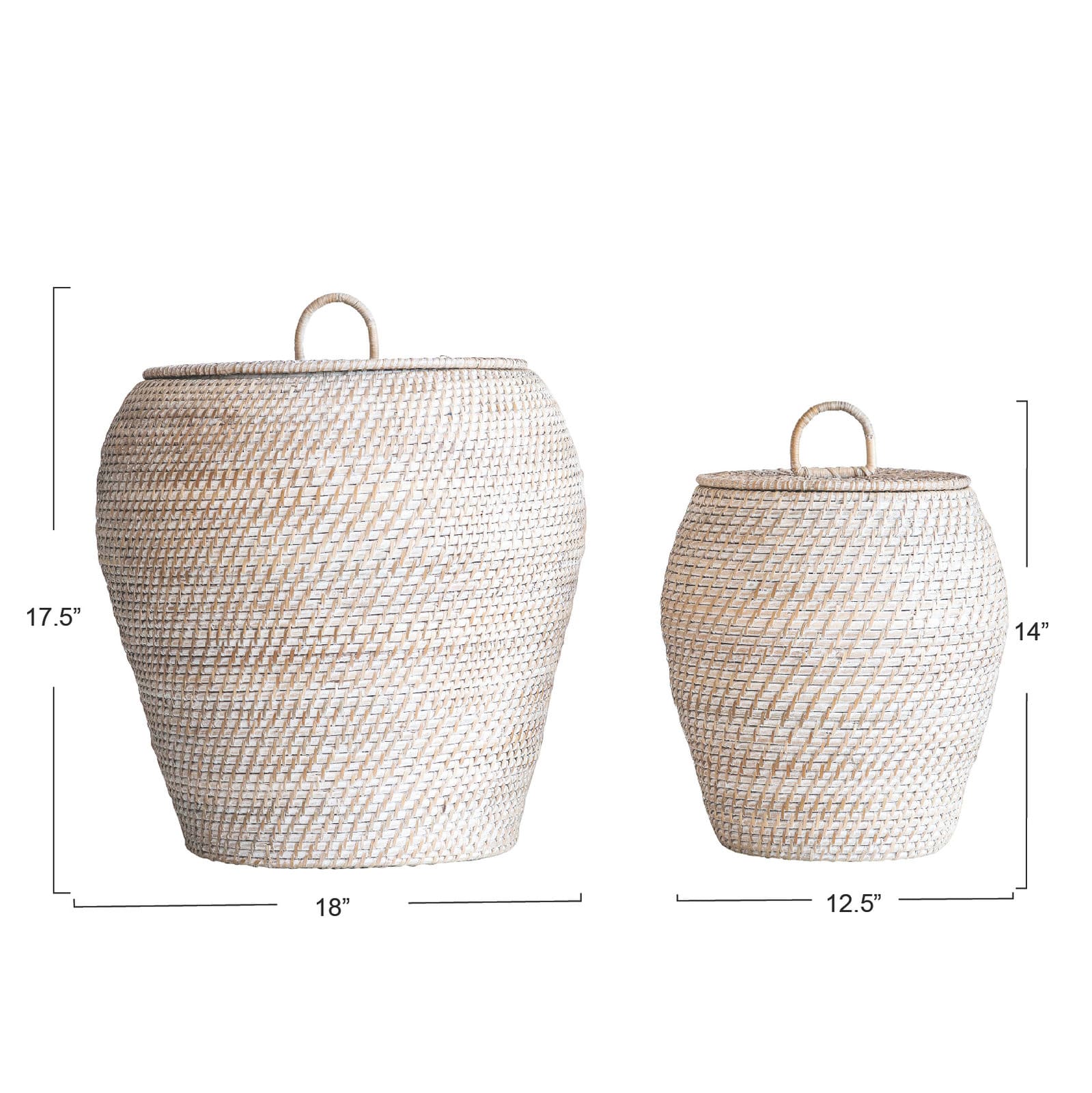 Hello Honey® Whitewashed Rattan Basket with Lids Set
