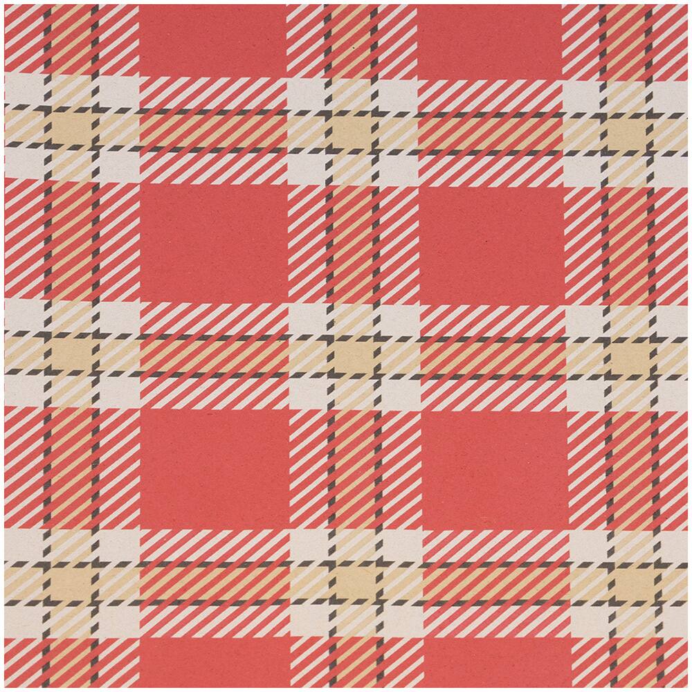 JAM Paper Red Plaid Kraft Gift Wrap