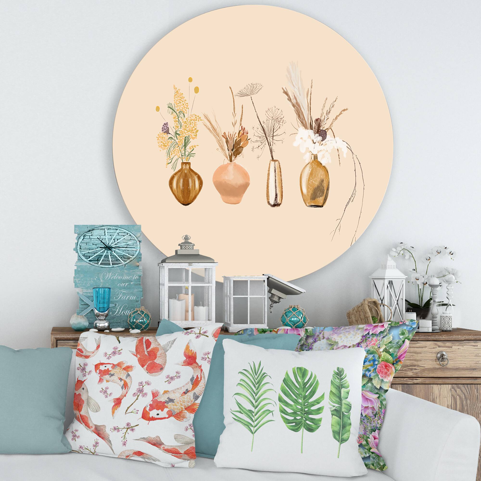 Designart - Bouquets Of Wildflowers In Gold Vases II