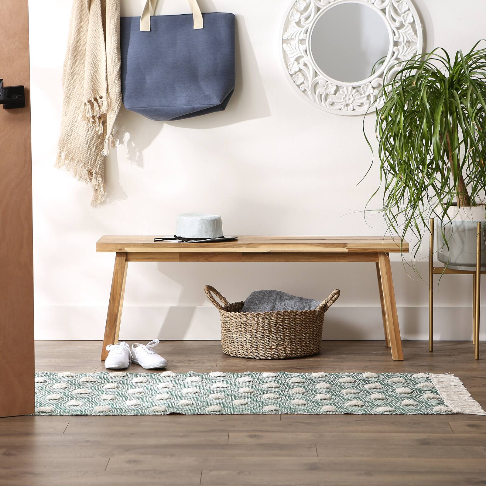 DII® Diamond Printed Off-White Hand-Loomed Shag Rug Runner 2ft. x 6ft