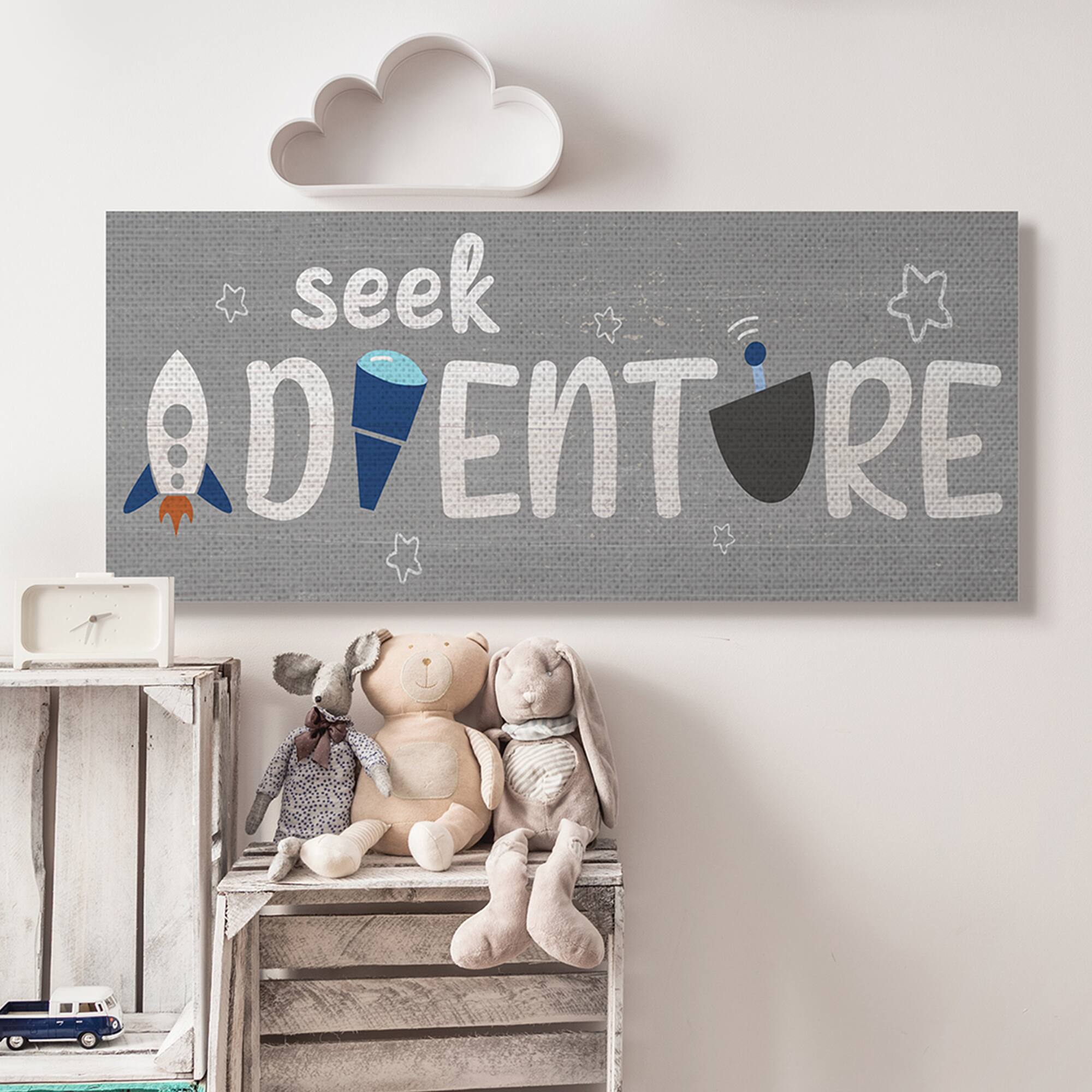 Stupell Industries Seek Adventure Phrase Outer Space Imagination Canvas Wall Art