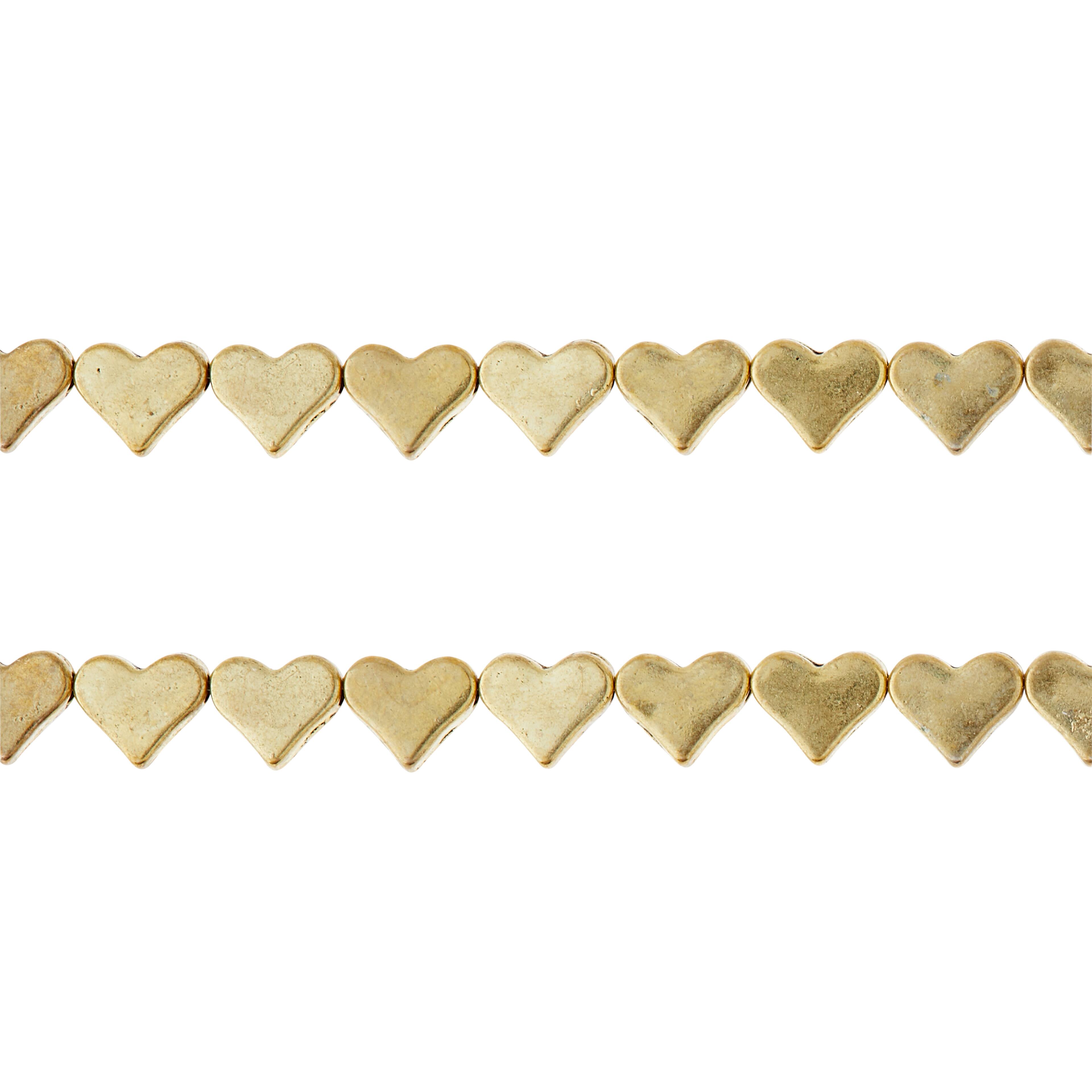 Gold Metal Heart Beads, 6mm by Bead Landing™