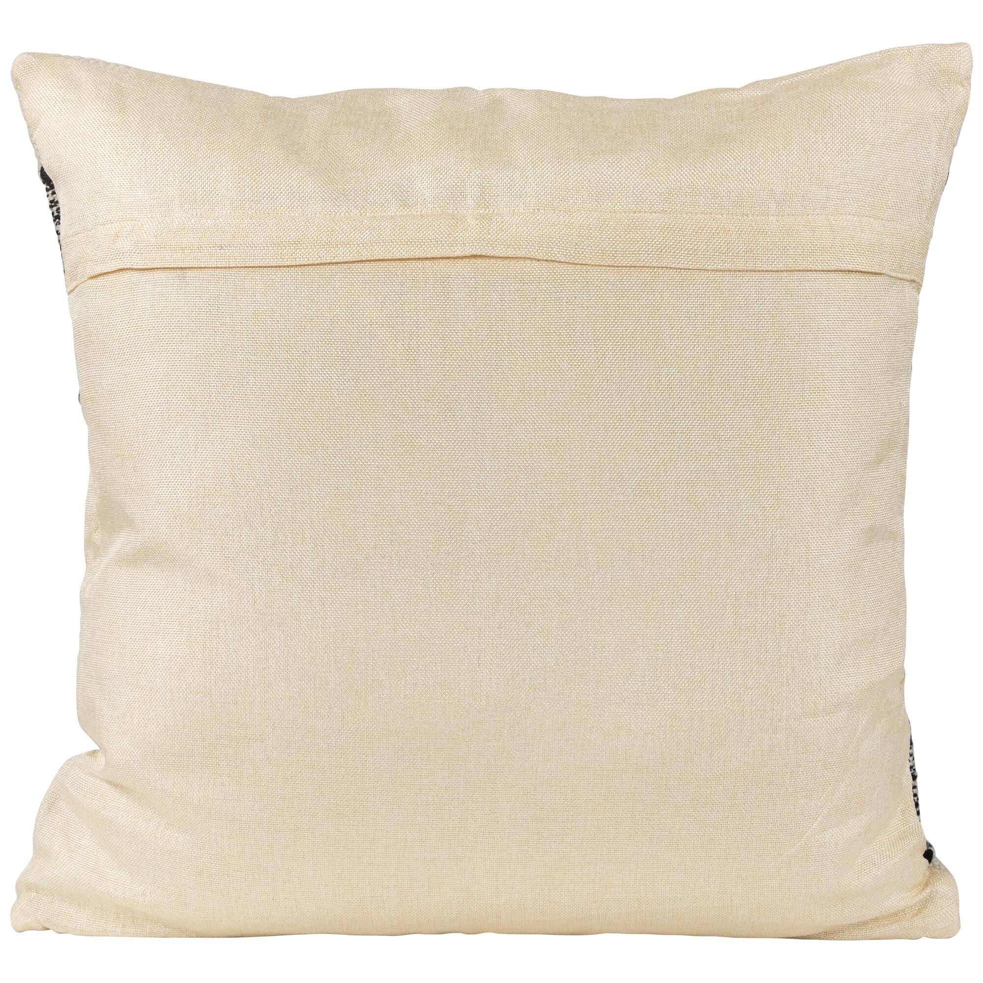 Black & Cream Textured Block Handloom Woven Outdoor Square Cushion