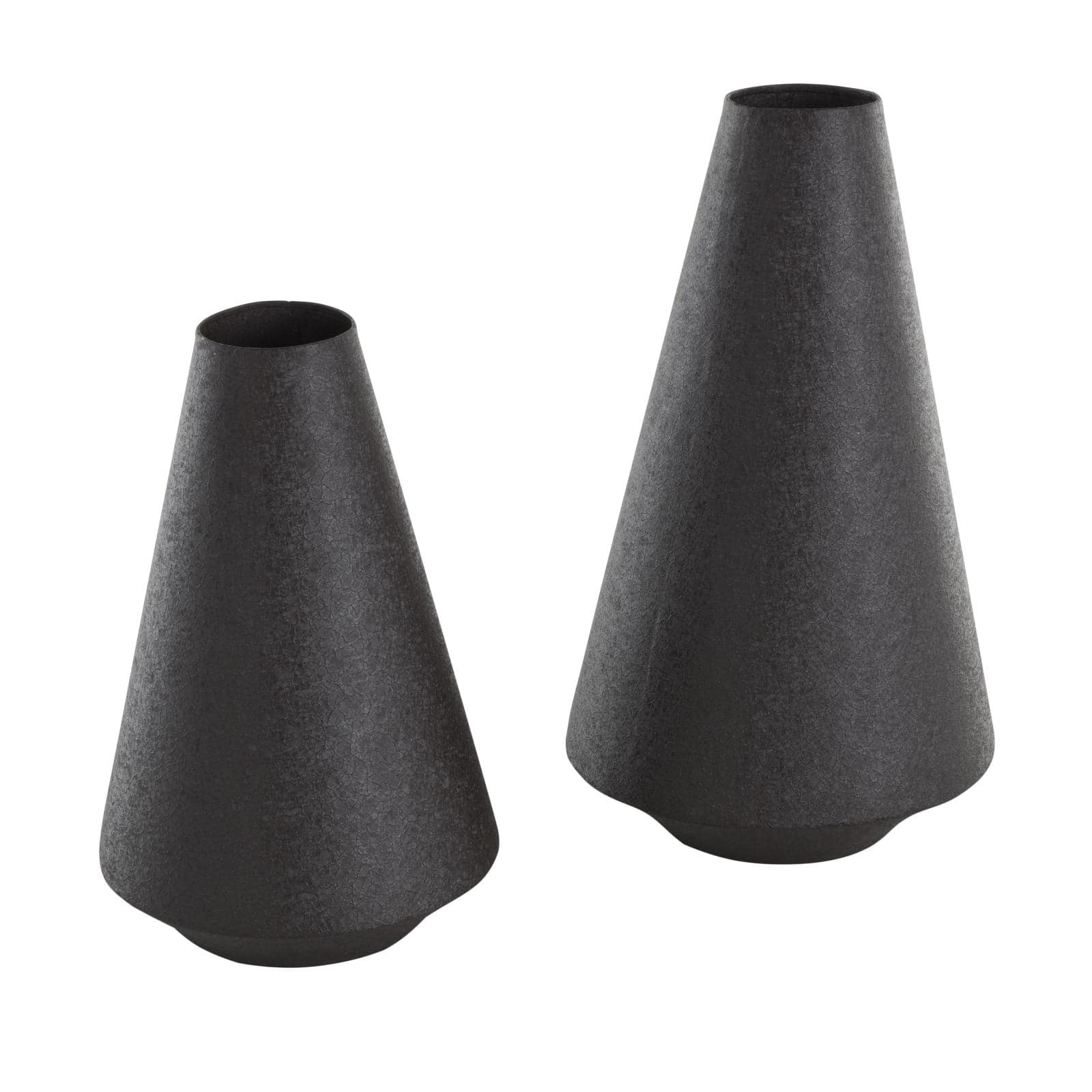Black Metal Textured Cone Vase Set