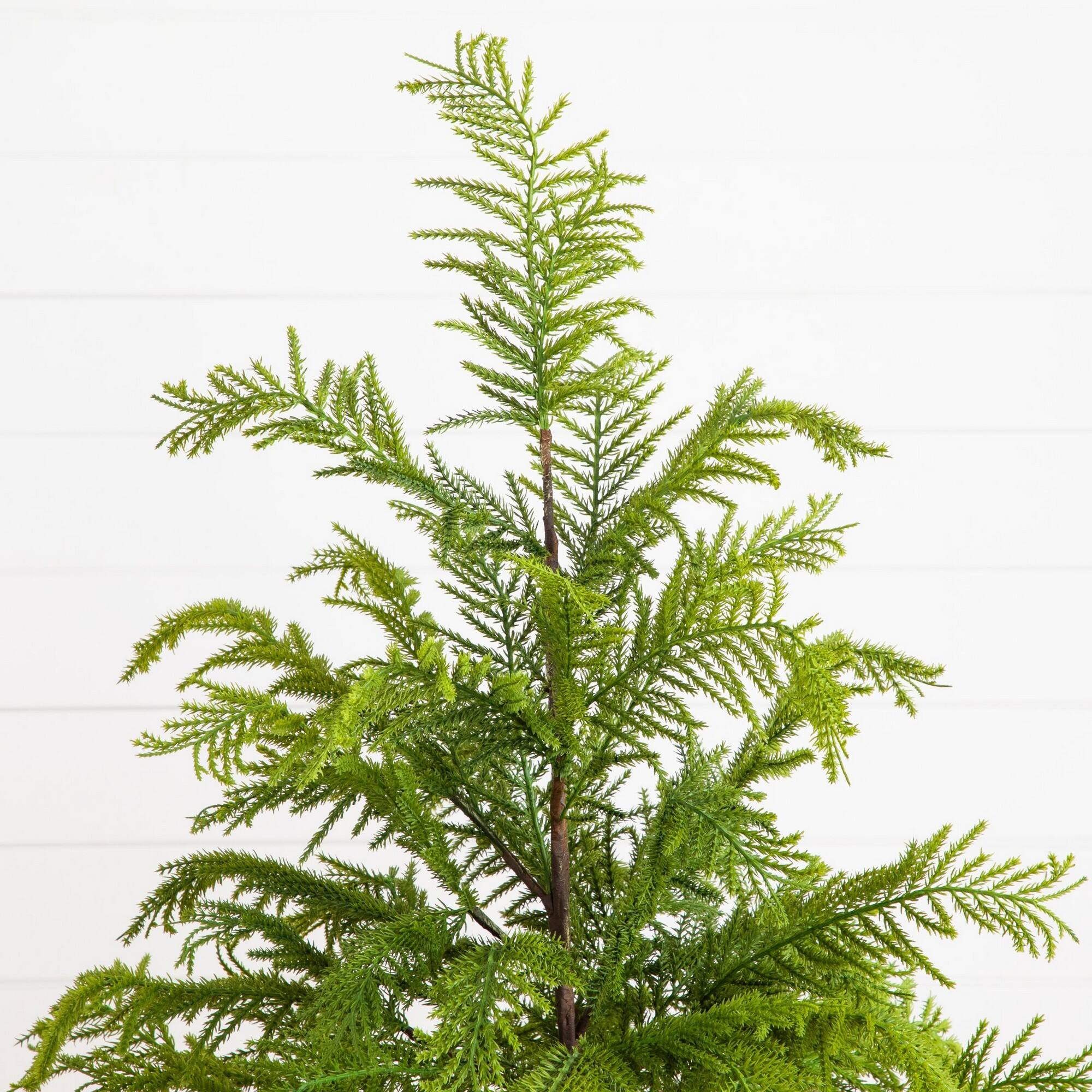 Nearly Natural 4ft. Unlit Artificial Real Touch Goldcrest Christmas Tree in Black Decorative Planter