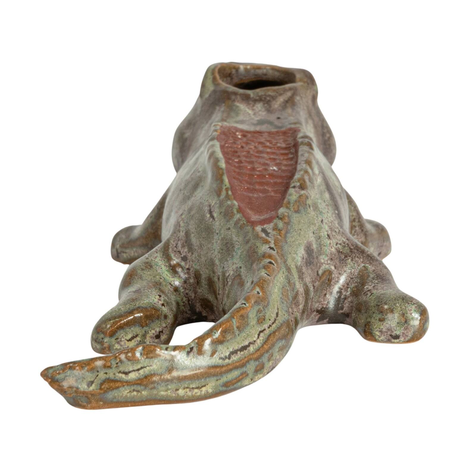 Hello Honey® 6.5" Green Stoneware Alligator Match Holder
