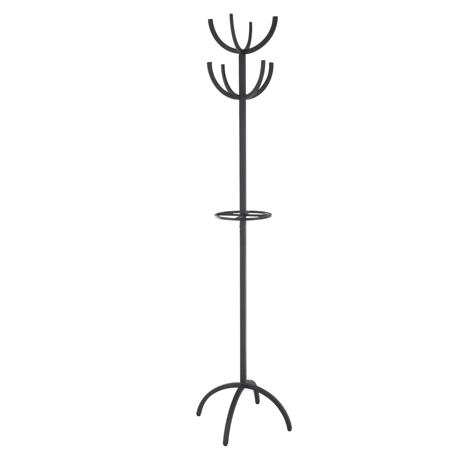 72" Black Metal 8 Hook Coat Rack with Ached Legs