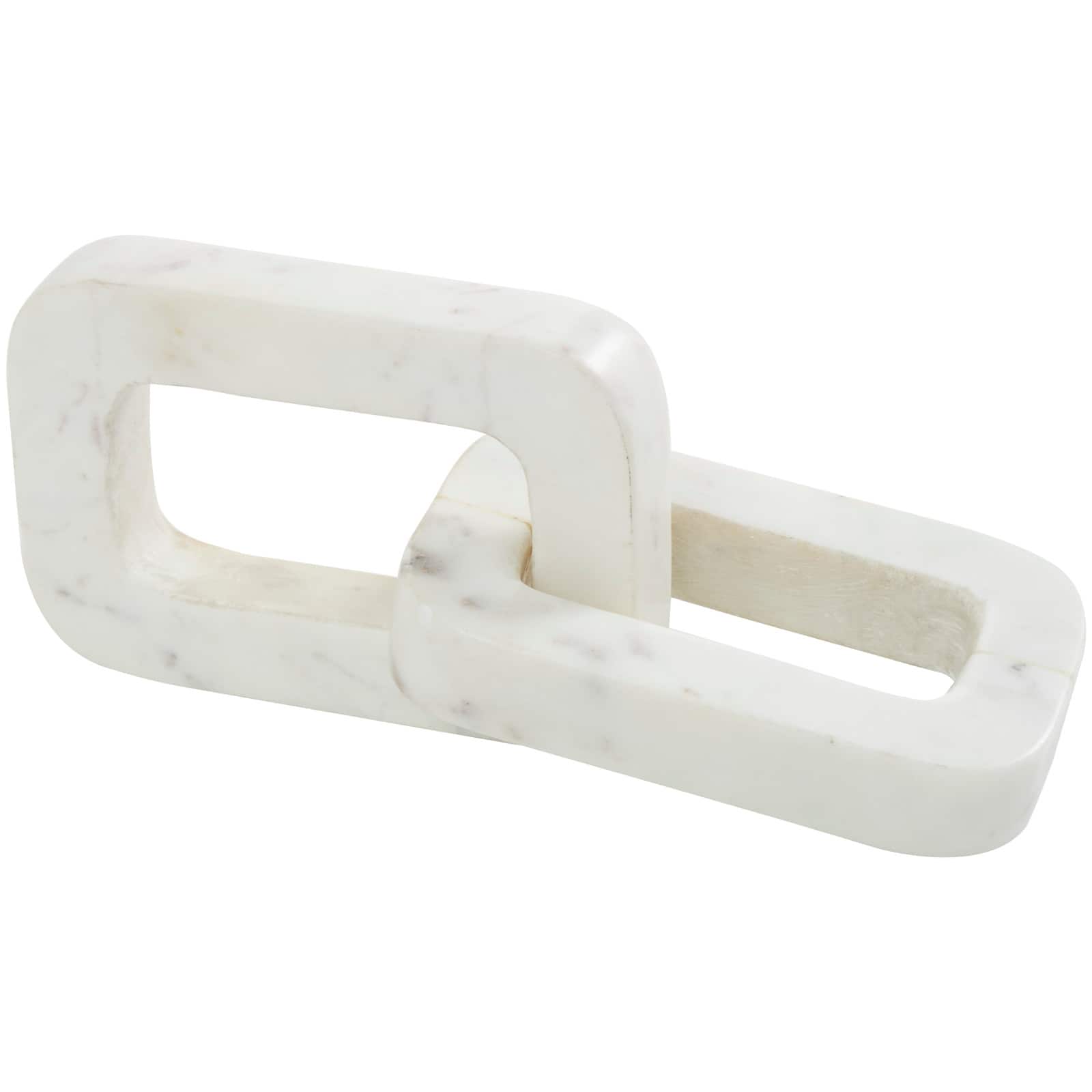 White Marble Geometric 2 Link Chain Sculpture Décor