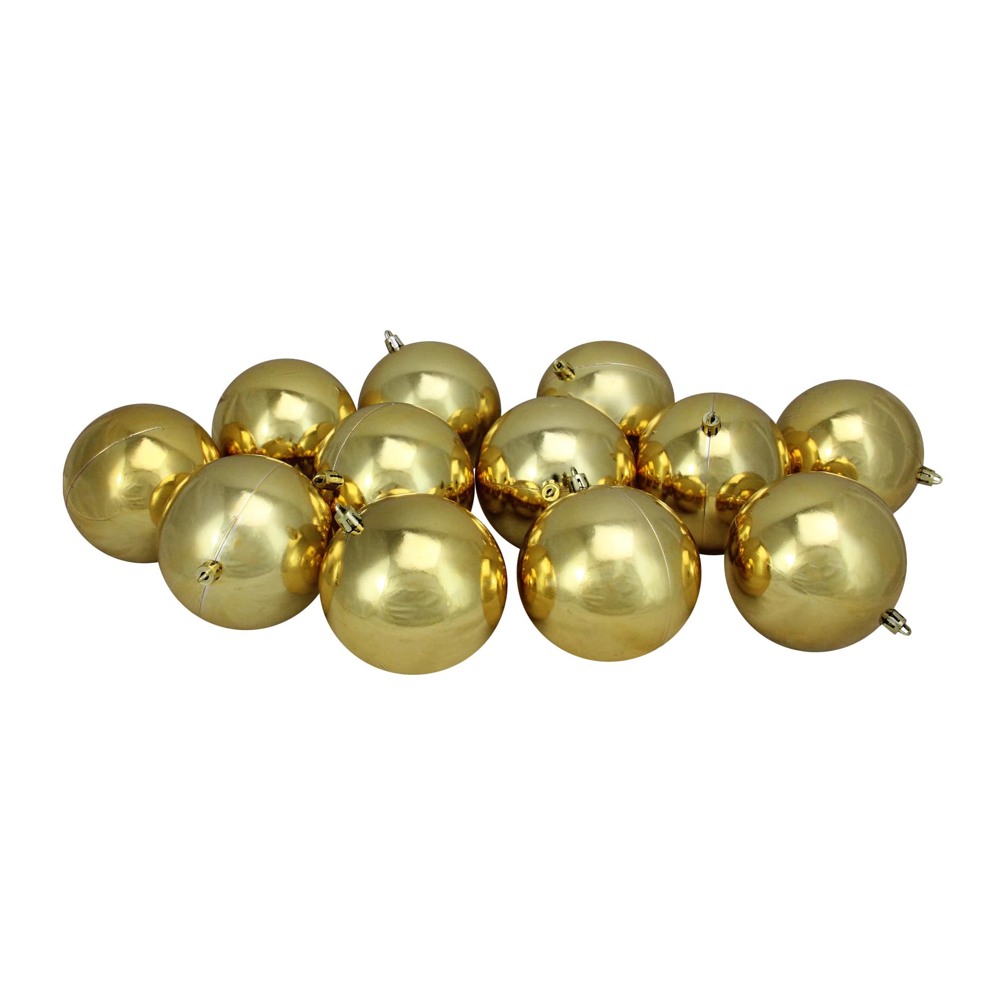 Northlight 4" Vegas Gold Shiny Shatterproof Christmas Ball Ornaments, 12ct.