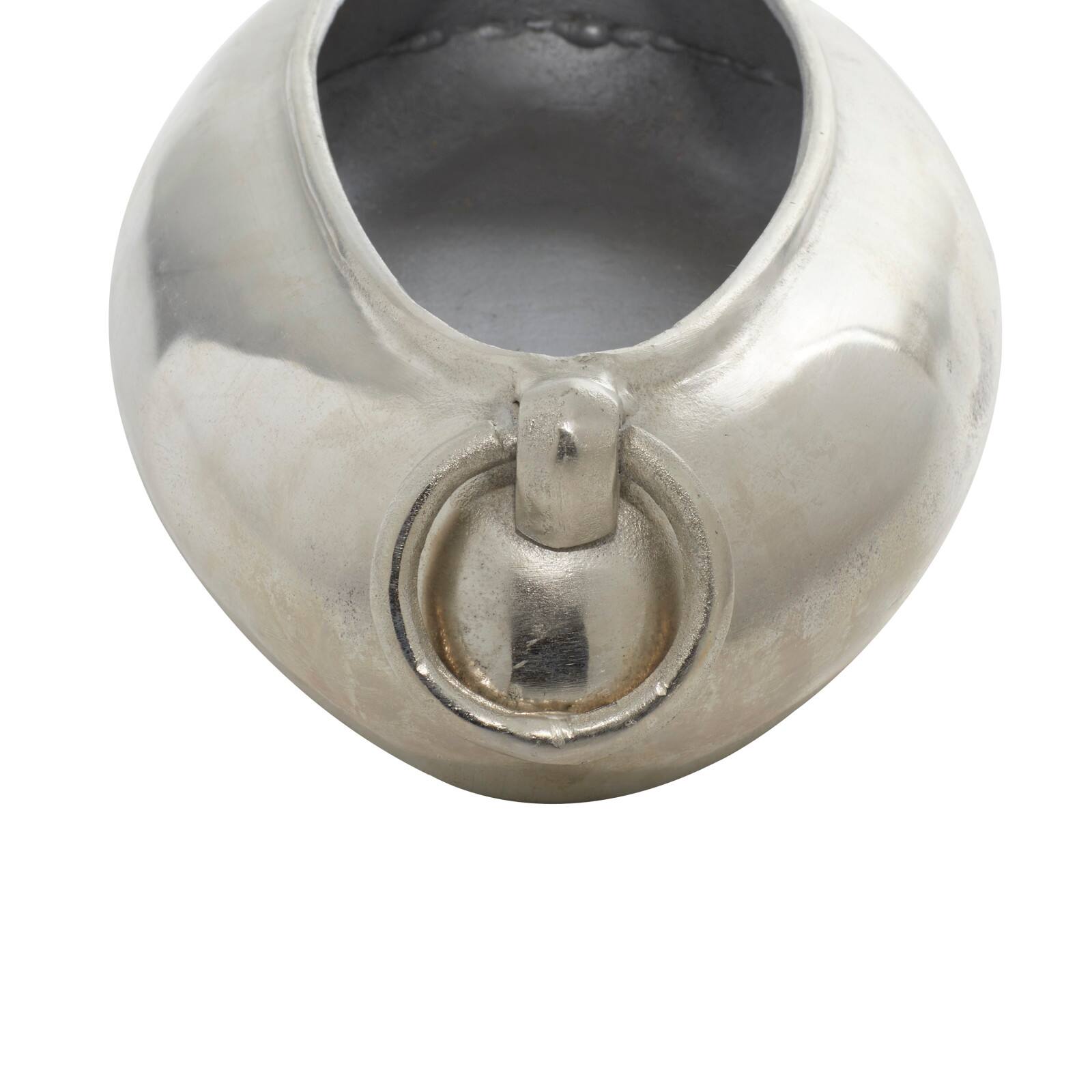 24" Silver Aluminum Contemporary Elongated Bowl