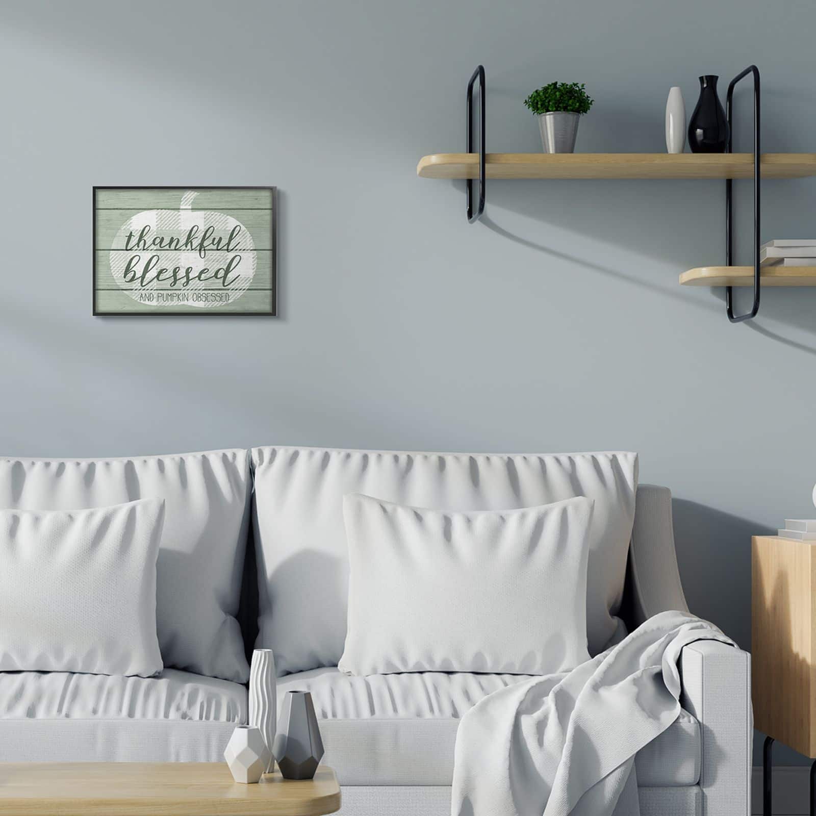 Stupell Industries Thankful Blessed Pumpkin Obsessed in Frame Wall Art