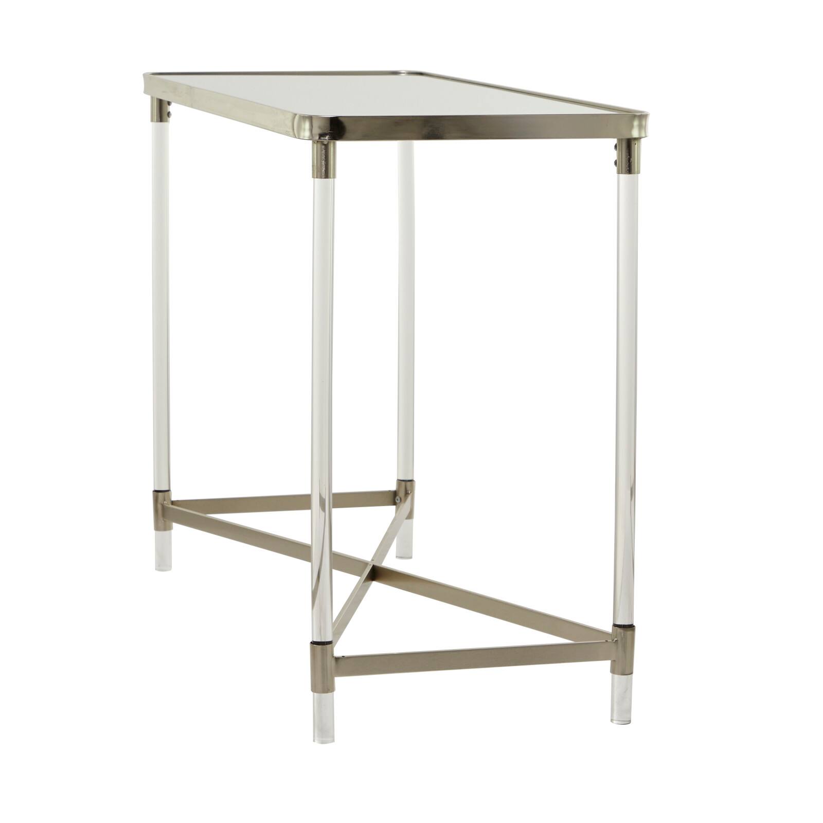 Silver Metal Contemporary Console Table, 44" x 19" x 33"