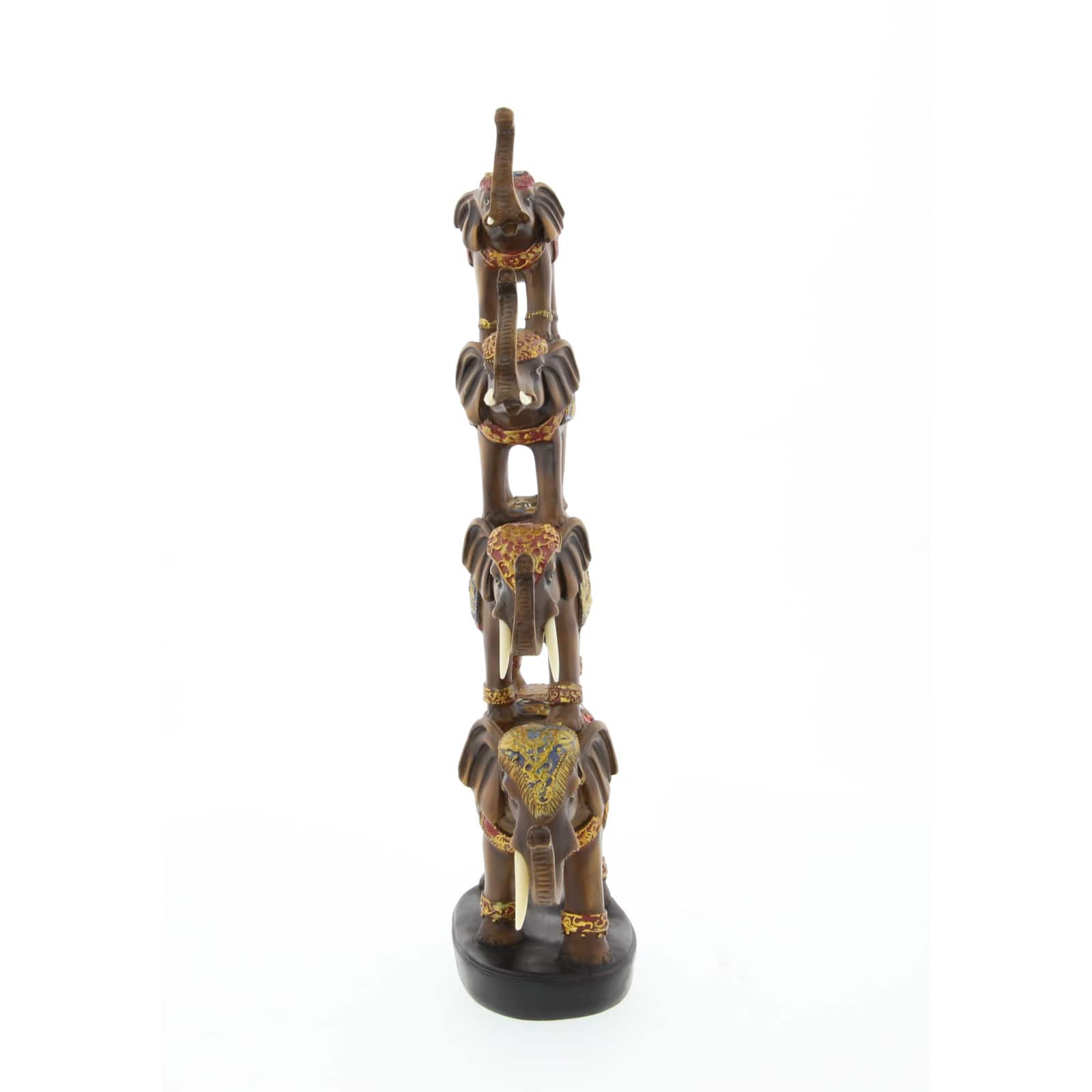 18" Brown Polystone Eclectic Elephant Sculpture