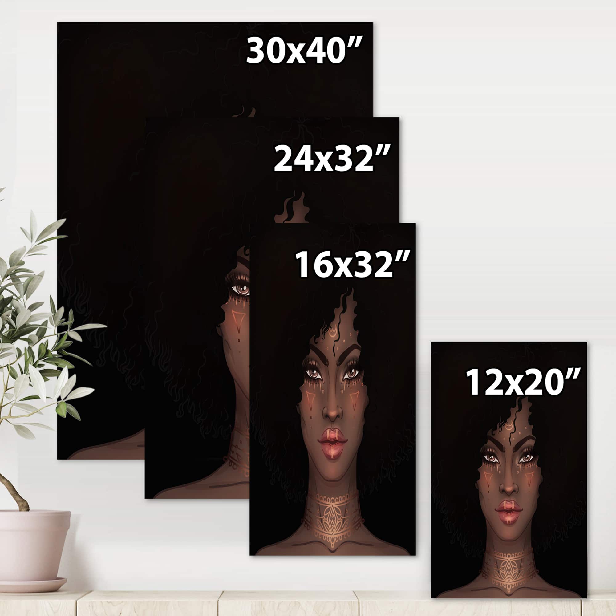 Designart - Portrait of African American Woman II - Modern Canvas Wall Art Print